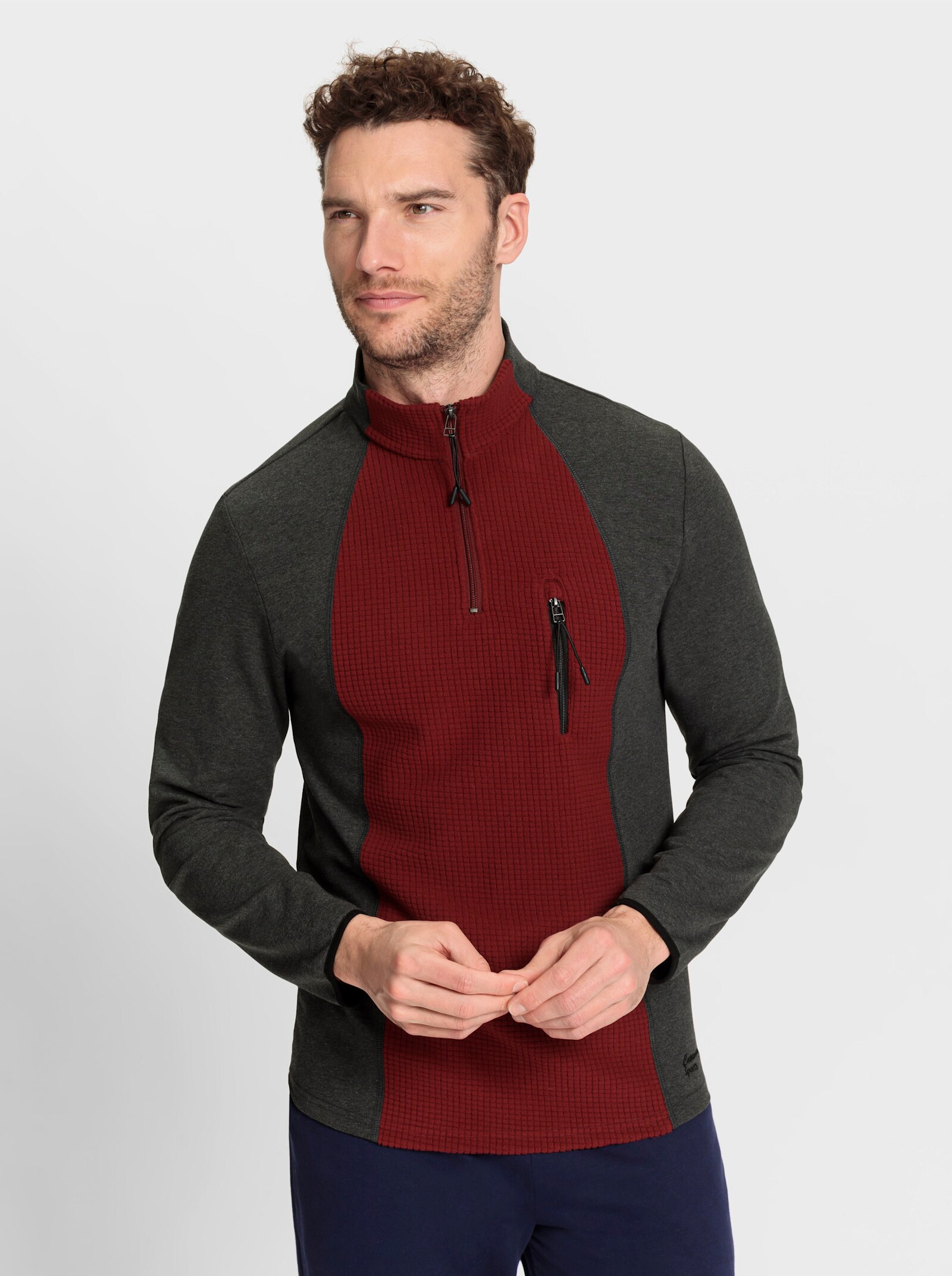 Catamaran Sports Sweatshirt met borstzak met rits - donkerrood/grafiet gemêleerd