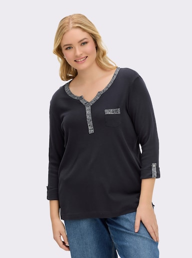 3/4-Arm-Shirt mit Glitzer-Details - marine