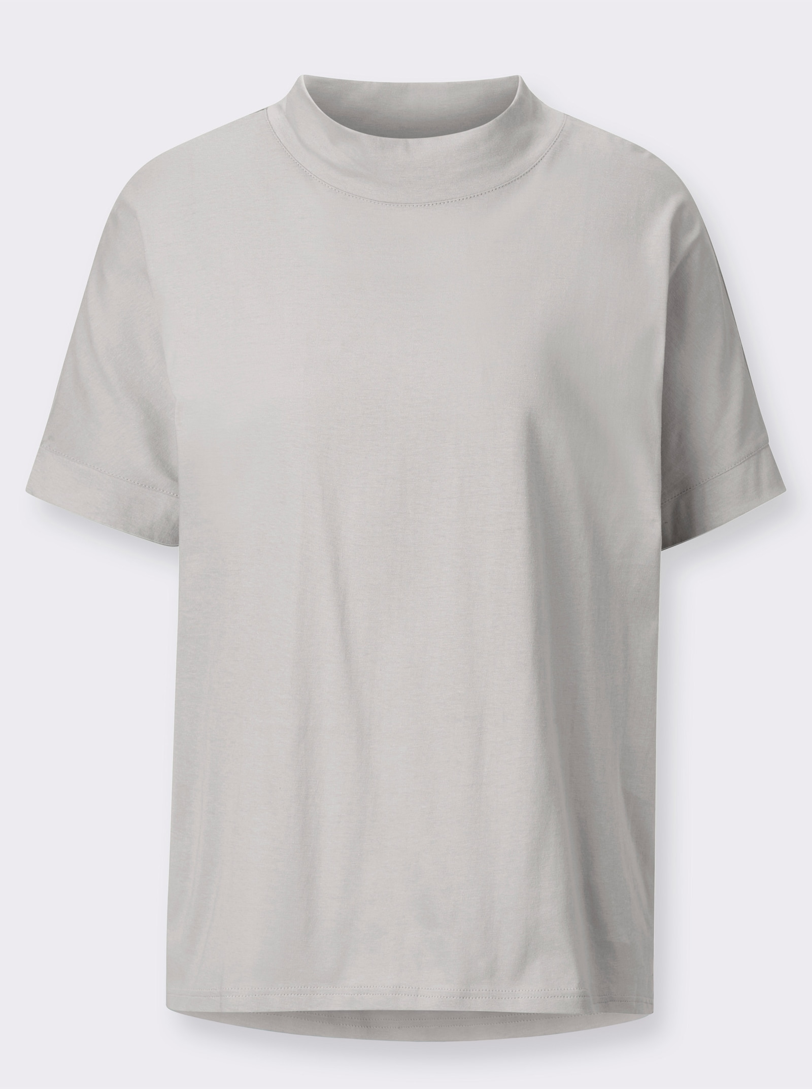 Stehkragenshirt mit Falte hinten - hellgrau