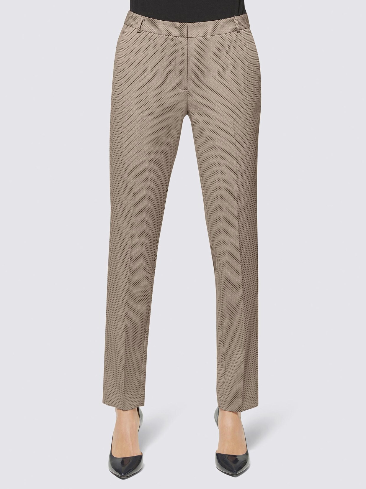 Hose - beige-marine-bedruckt