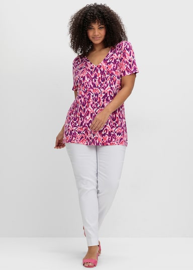 sheego by Joe Browns V-Shirt - pink-gemustert