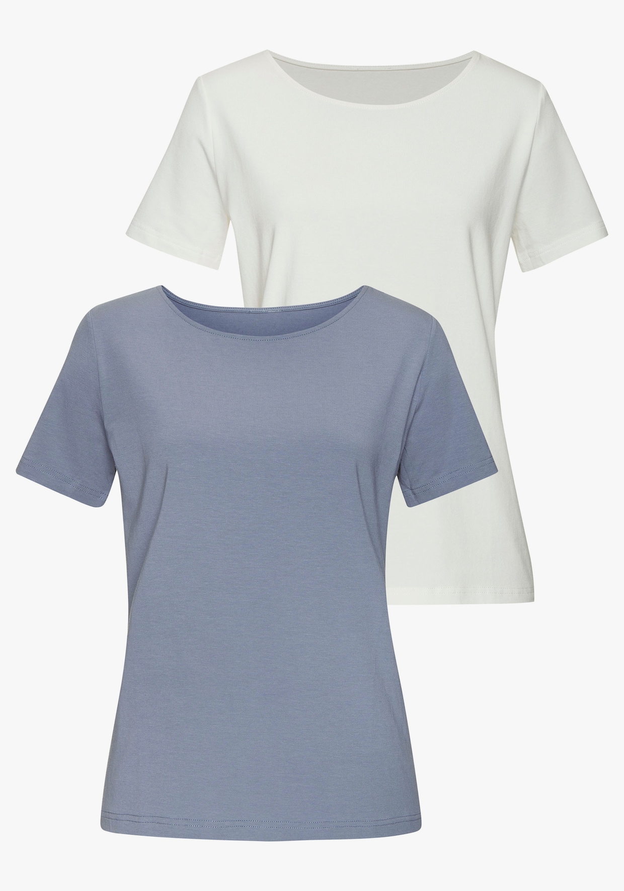 LASCANA T-shirt - lichtblauw, crème