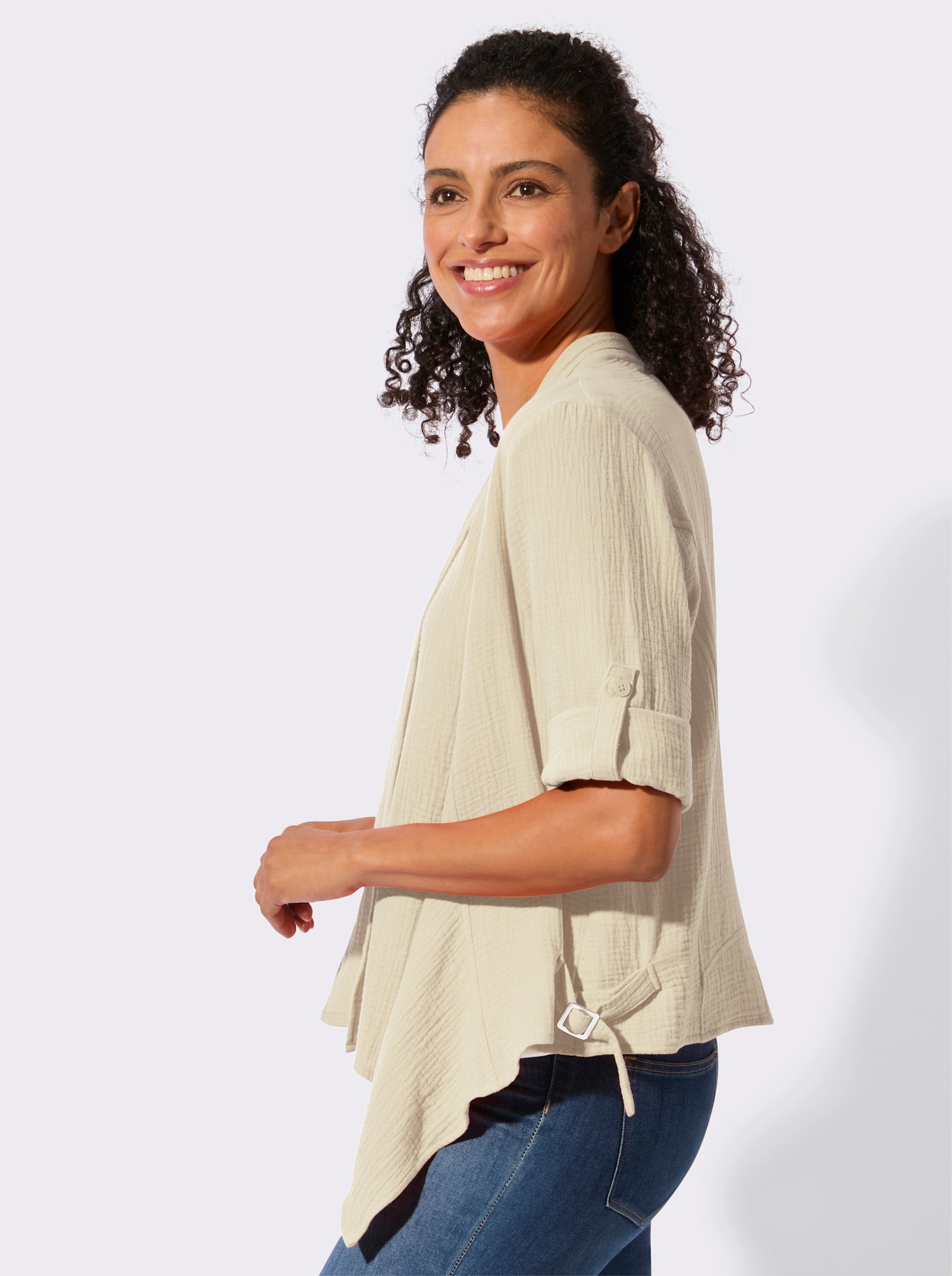 Blusenbolero mit Krempelärmeln - sand