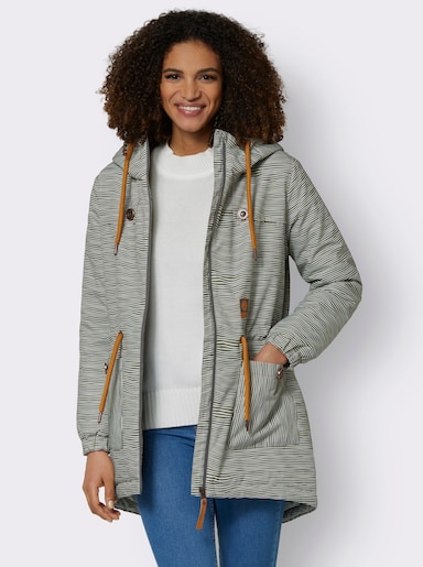 Jacke wind- und wasserabweisend - khaki-weiß-geringelt