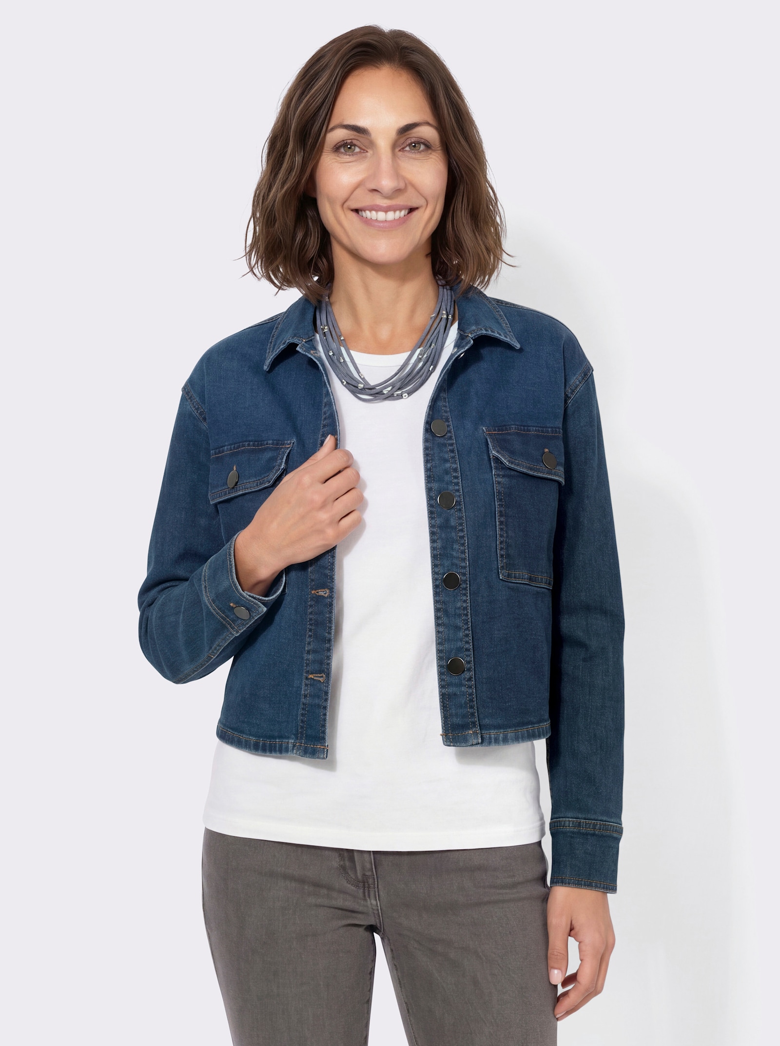 Jeansbluse im Oversized-Schnitt - blue-stone-washed