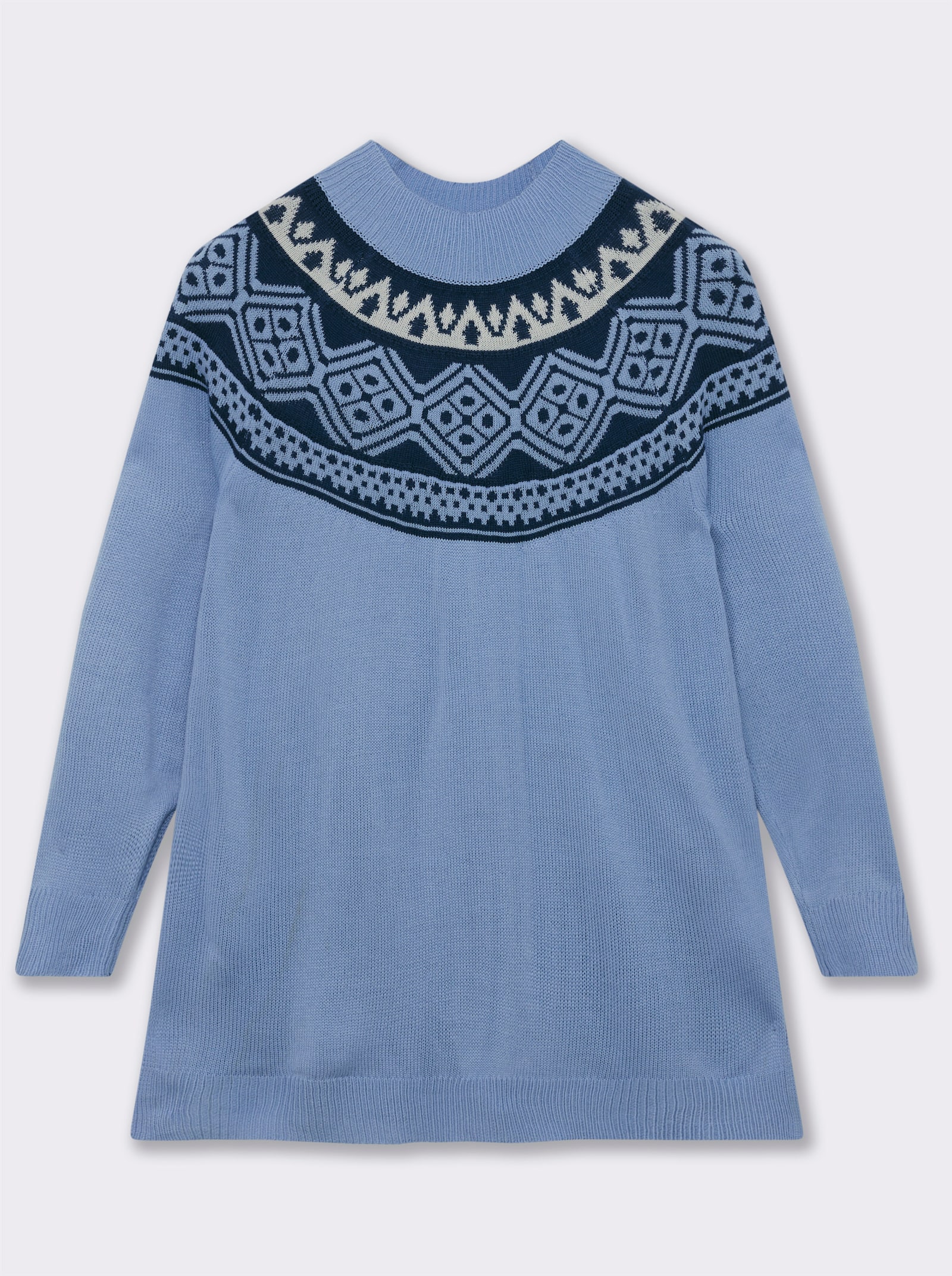 Longpullover mit Norwegermuster - bleu-dunkelblau