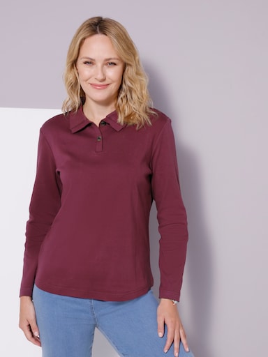 Langarmshirt mit Knöpfen in Horn-Optik - bordeaux