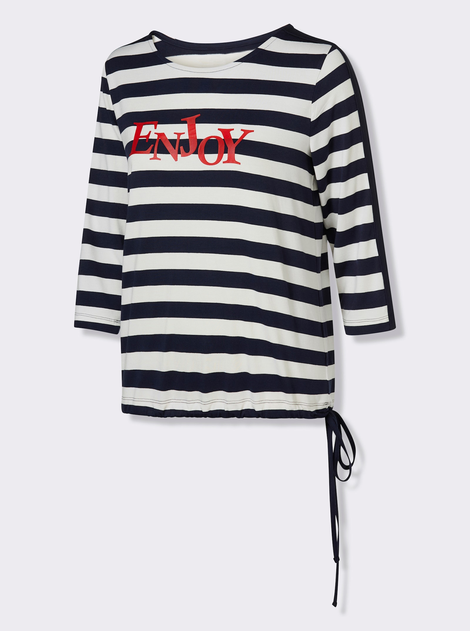 heine T-shirt rayé avec inscription - marine-blanc à rayures fines