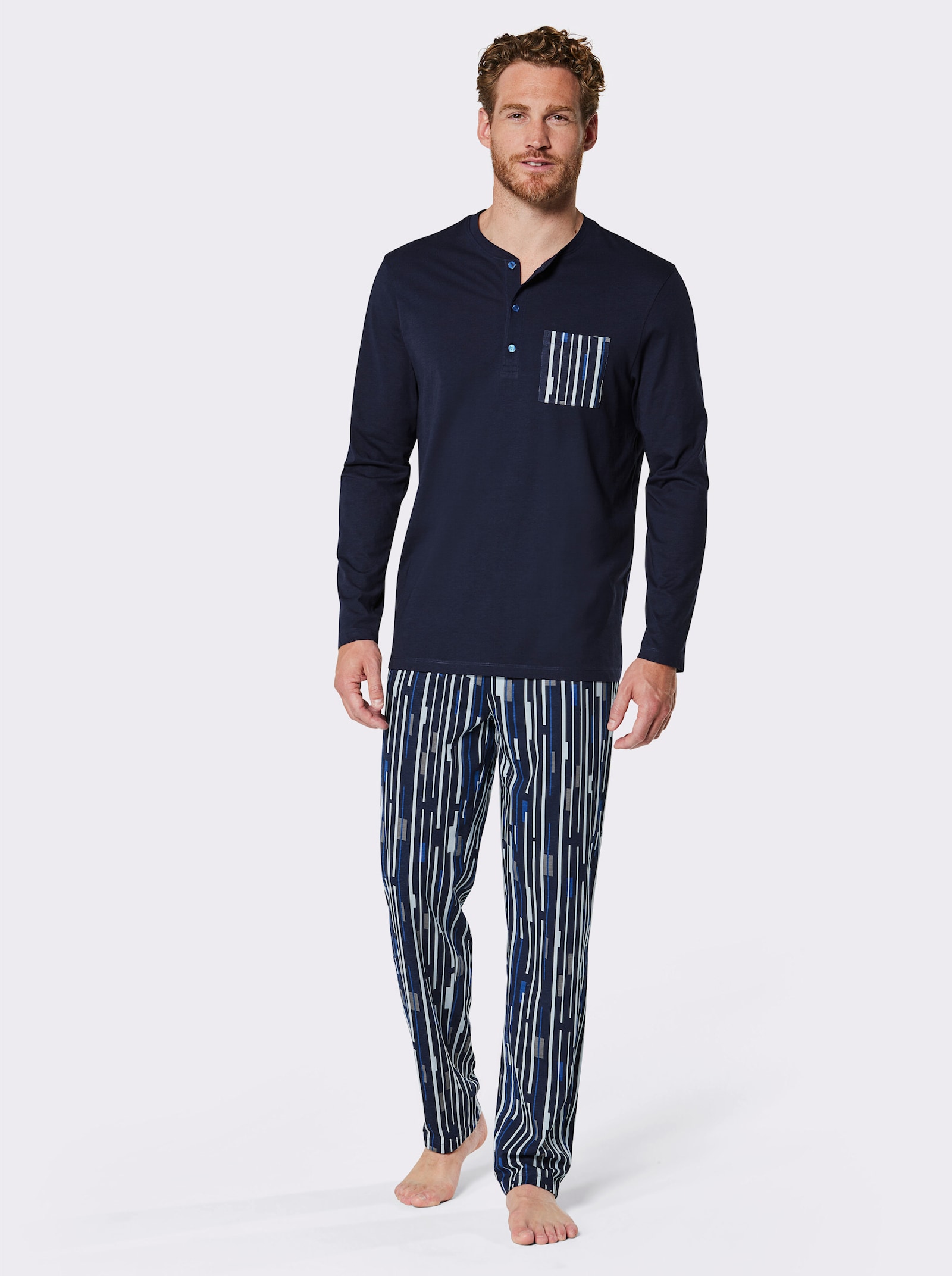 wäschepur men Pyjama's - marine + grijs