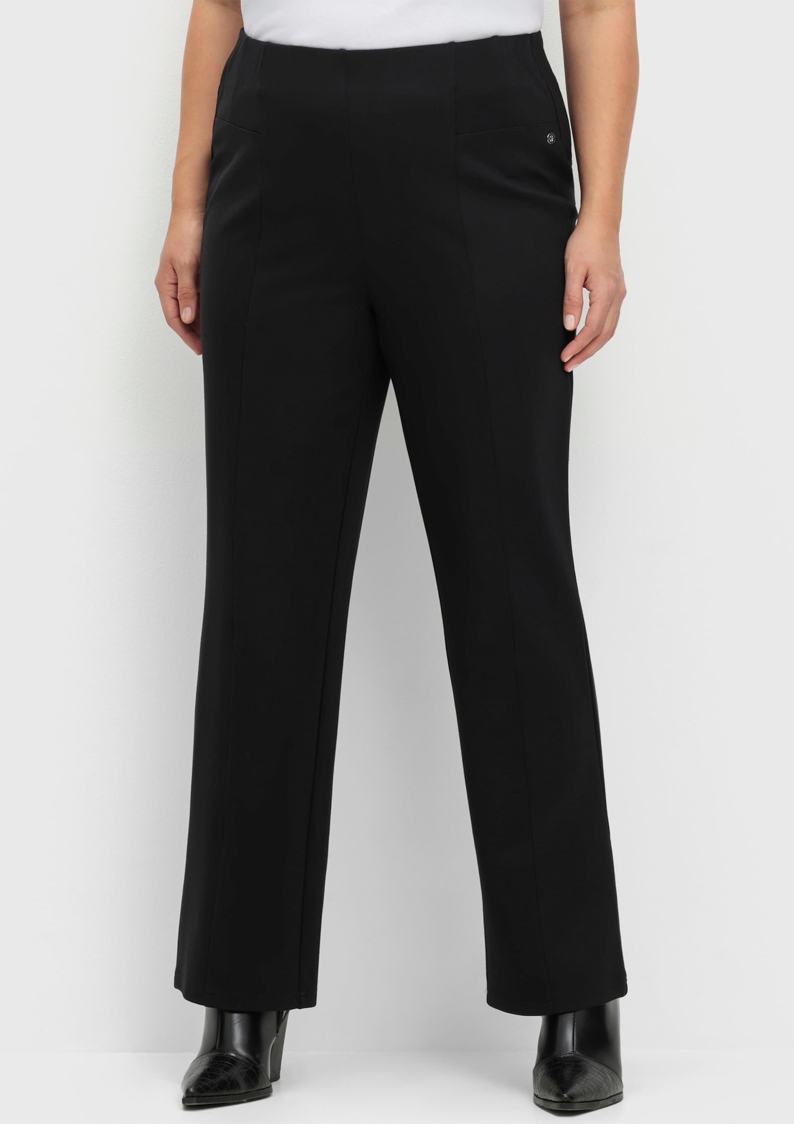 sheego Schlupfhose aus Interlock, gerade Form - schwarz