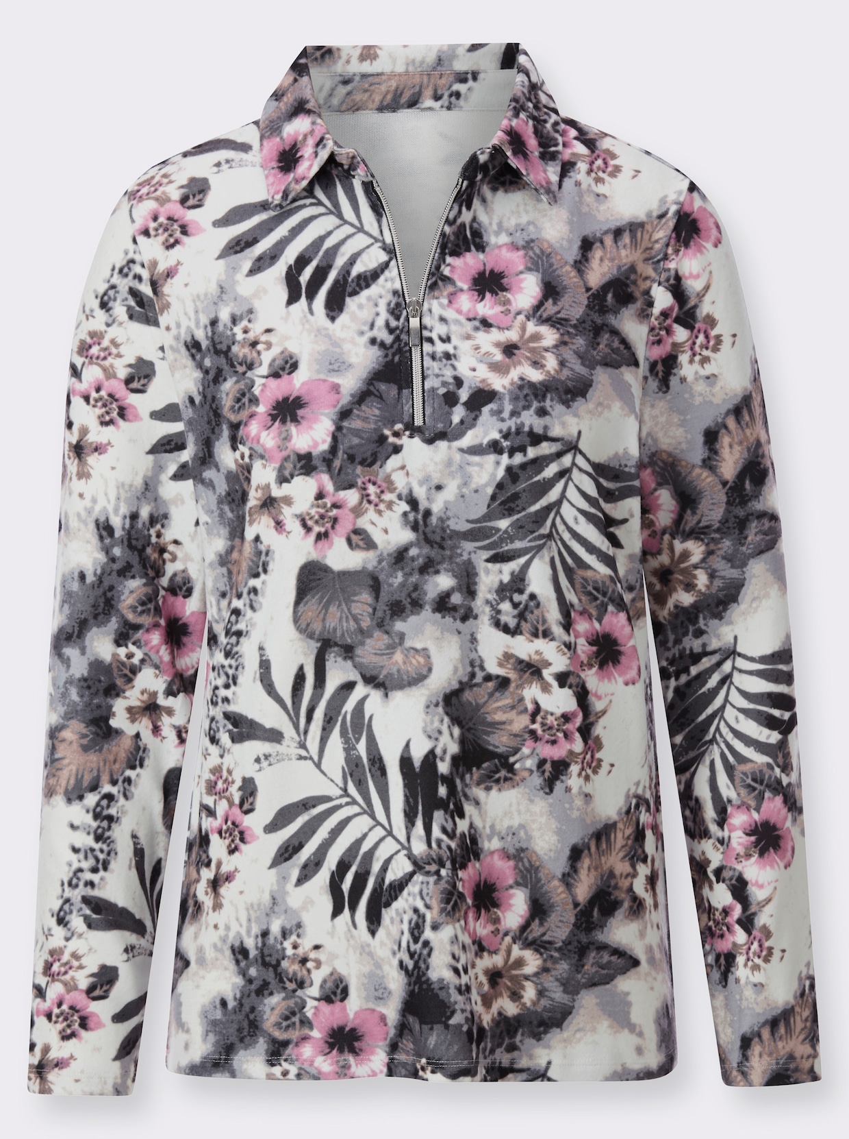 Winter-Shirt - orchidee-grau-bedruckt