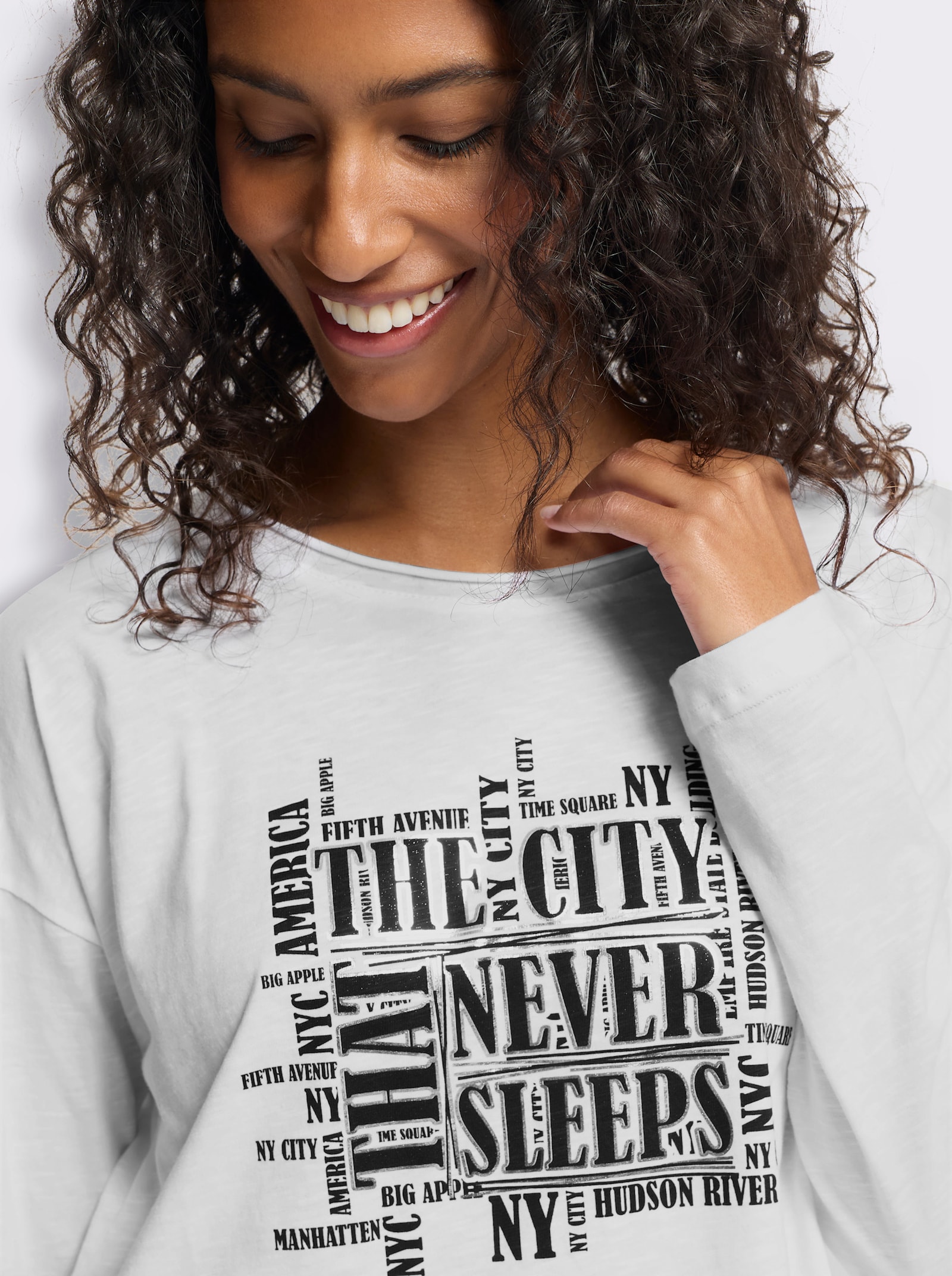 heine Langarmshirt zum Knoten - weiß