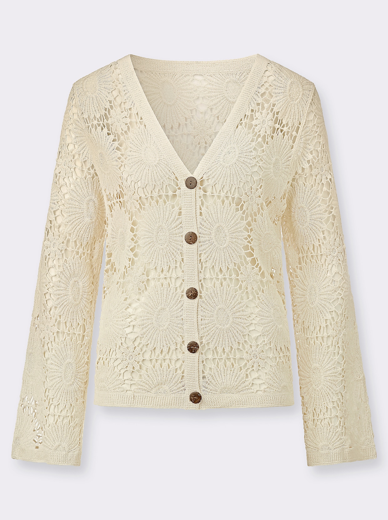 Strickjacke in Häkel-Optik - champagner
