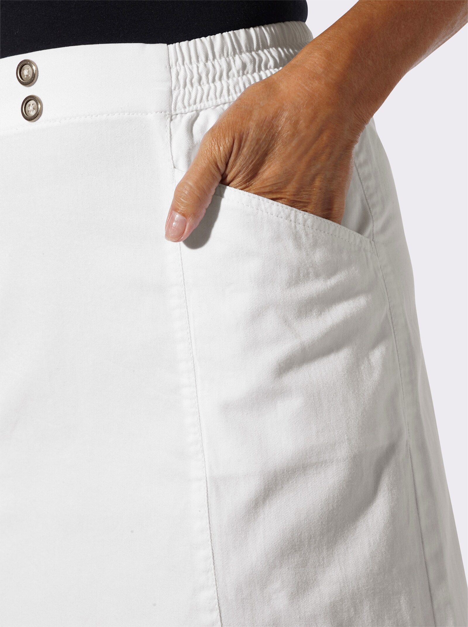 Džínsová sukňa, ozdobné gombíky - biela