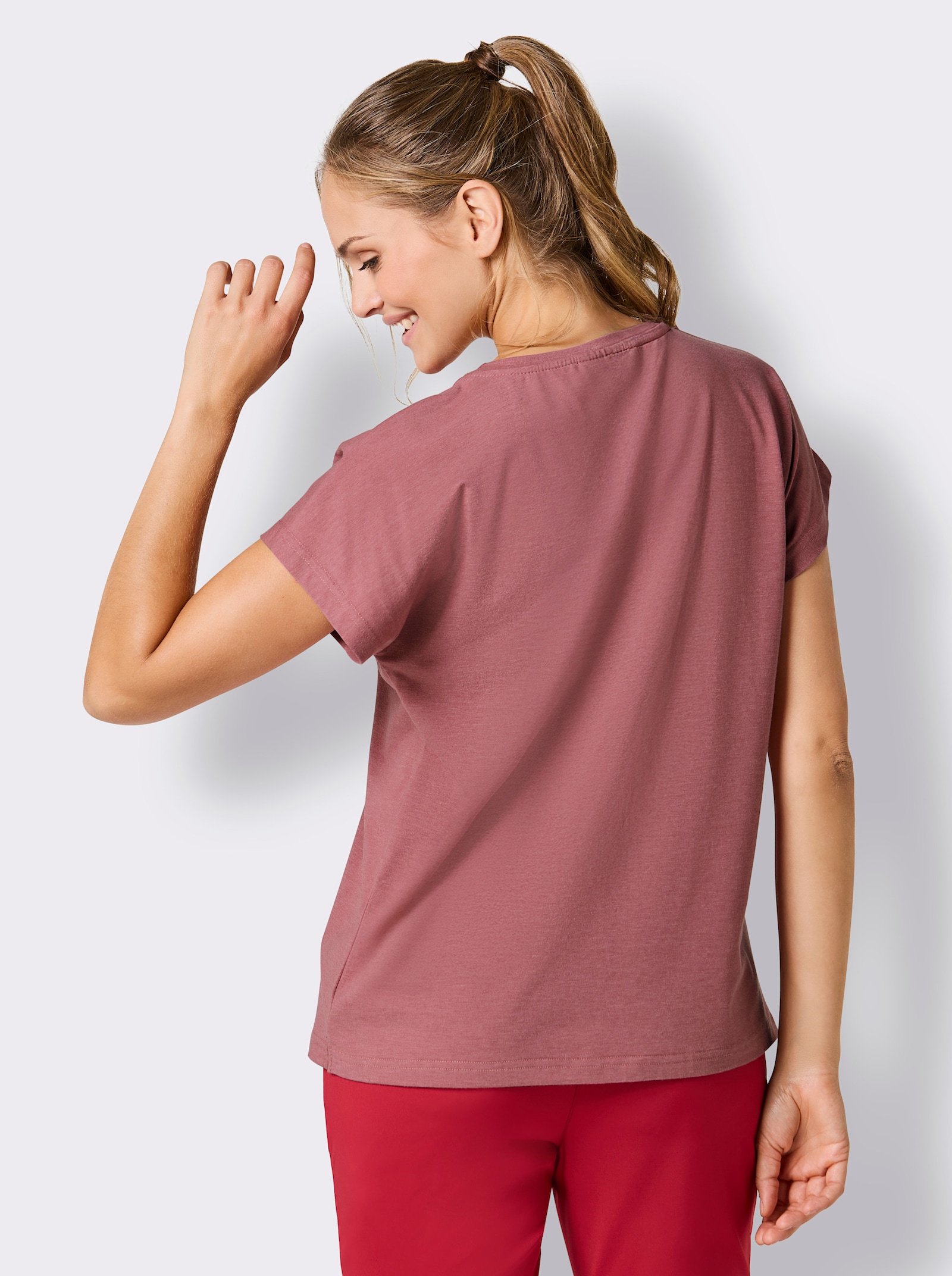 Catamaran Sports Freizeitshirt mit überschnittenen Schultern - violett-meliert