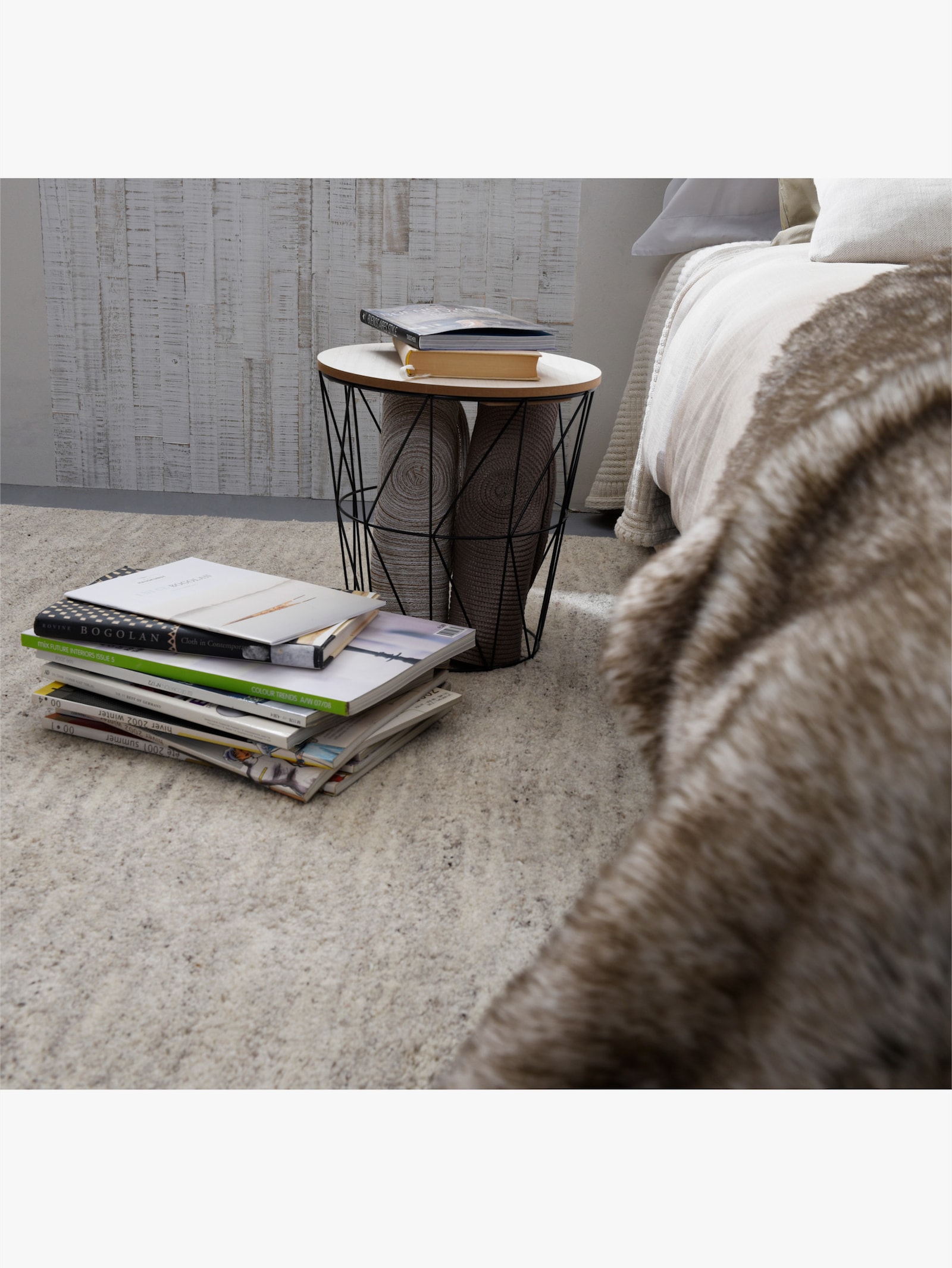 Theko Teppich - natur-grau