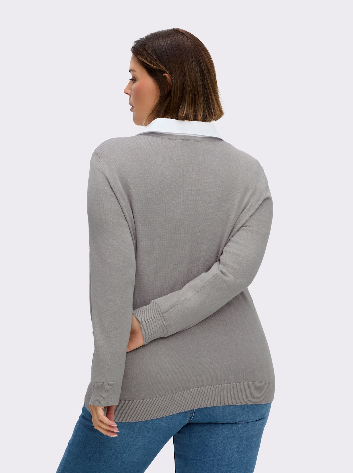 Strickjacke aus reiner Baumwolle - steingrau