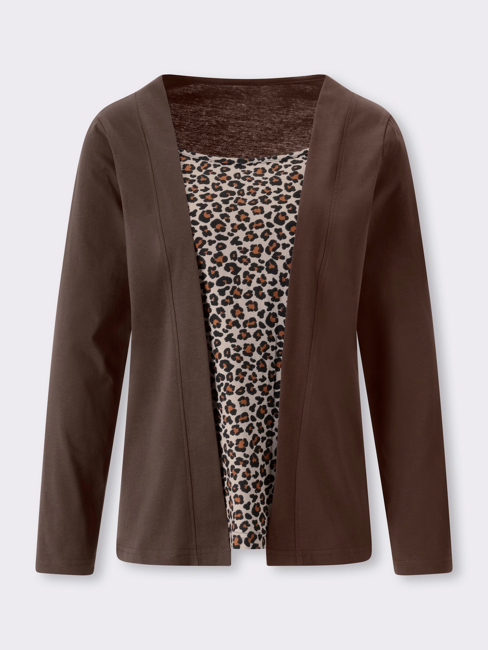 2-in-1-Shirt mit Animal-Print - schoko