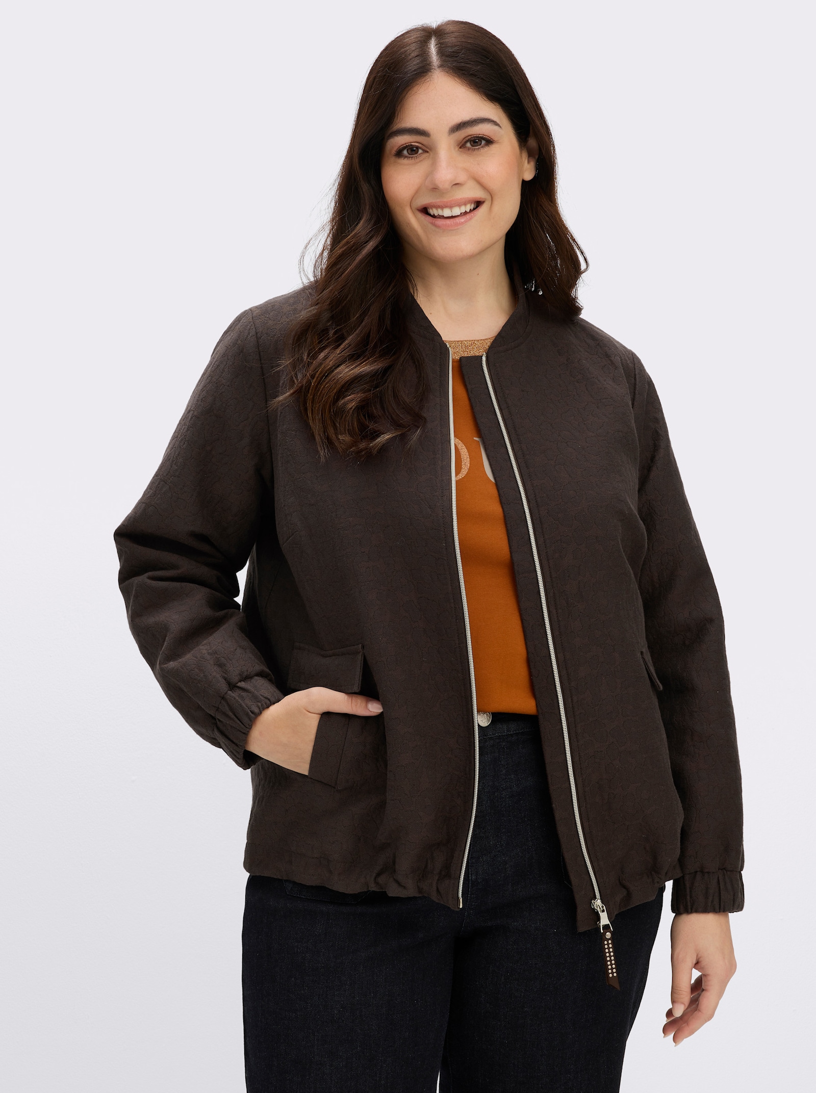sheego Blouson-Jacke mit Leo-Alloverprint - schoko-gemustert