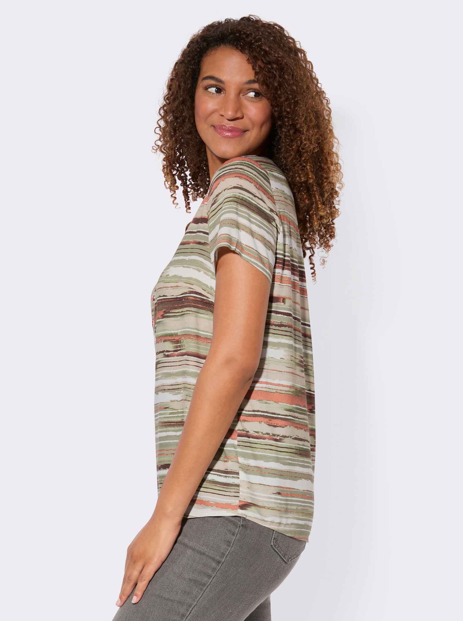 Druckbluse aus reiner Viskose - schilf-sand-bedruckt