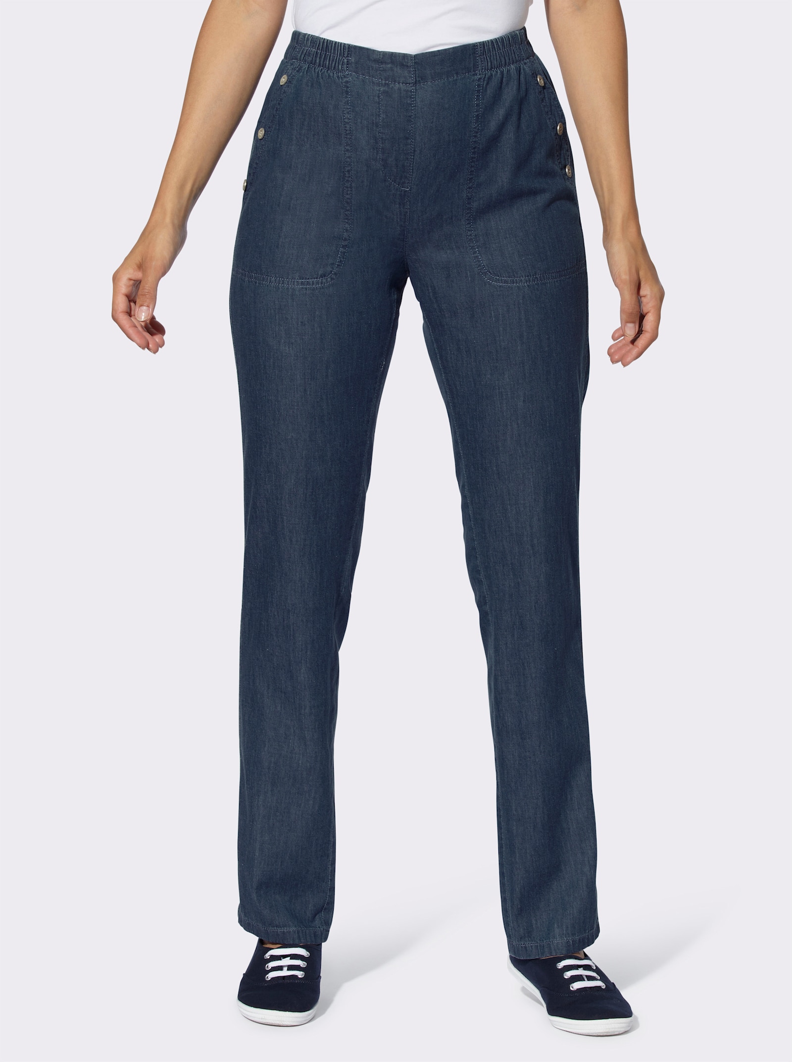 Schlupfjeans aus reiner Baumwolle - blue-stone-washed