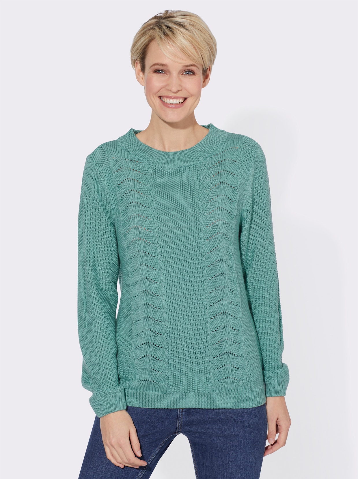 Pullover met ronde hals - salie