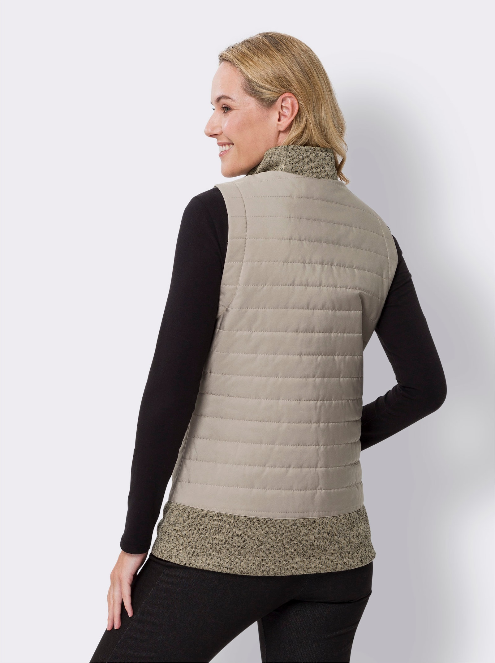 Weste Stepp im Mix mit Strickfleece - sesam