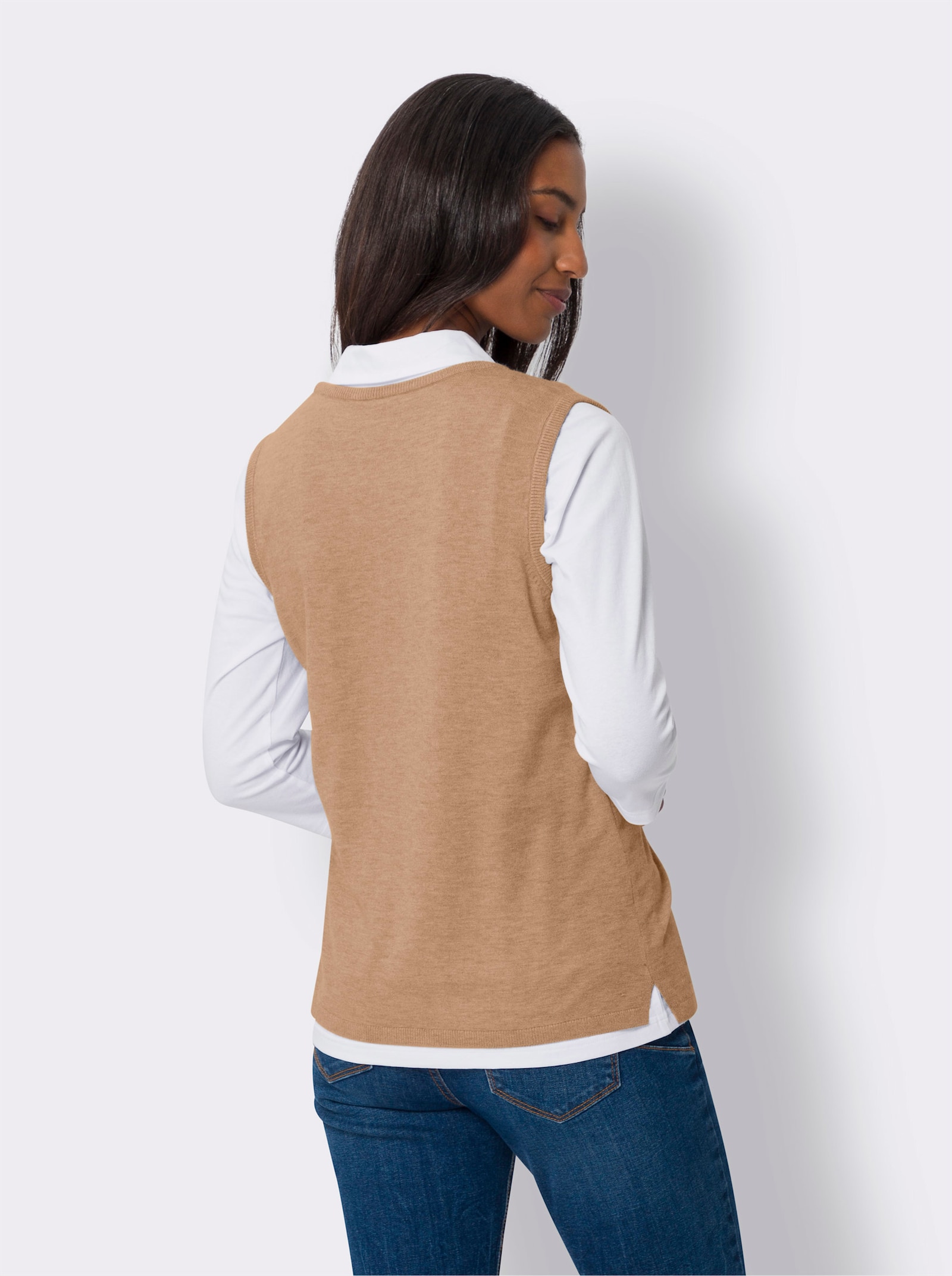 heine Slip-over met zijsplitten - camel