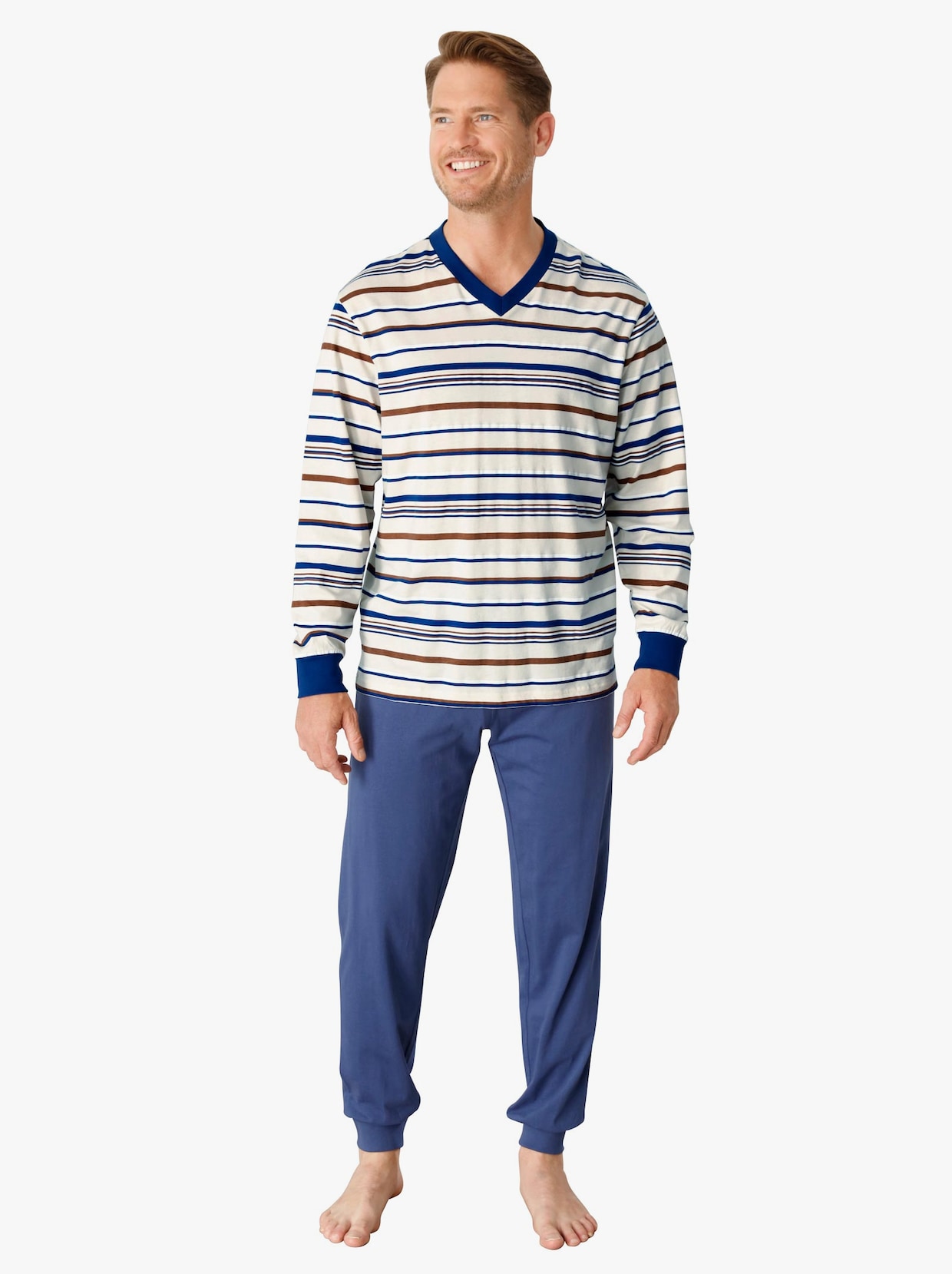 Pyjama - ecru/blauw gestreept