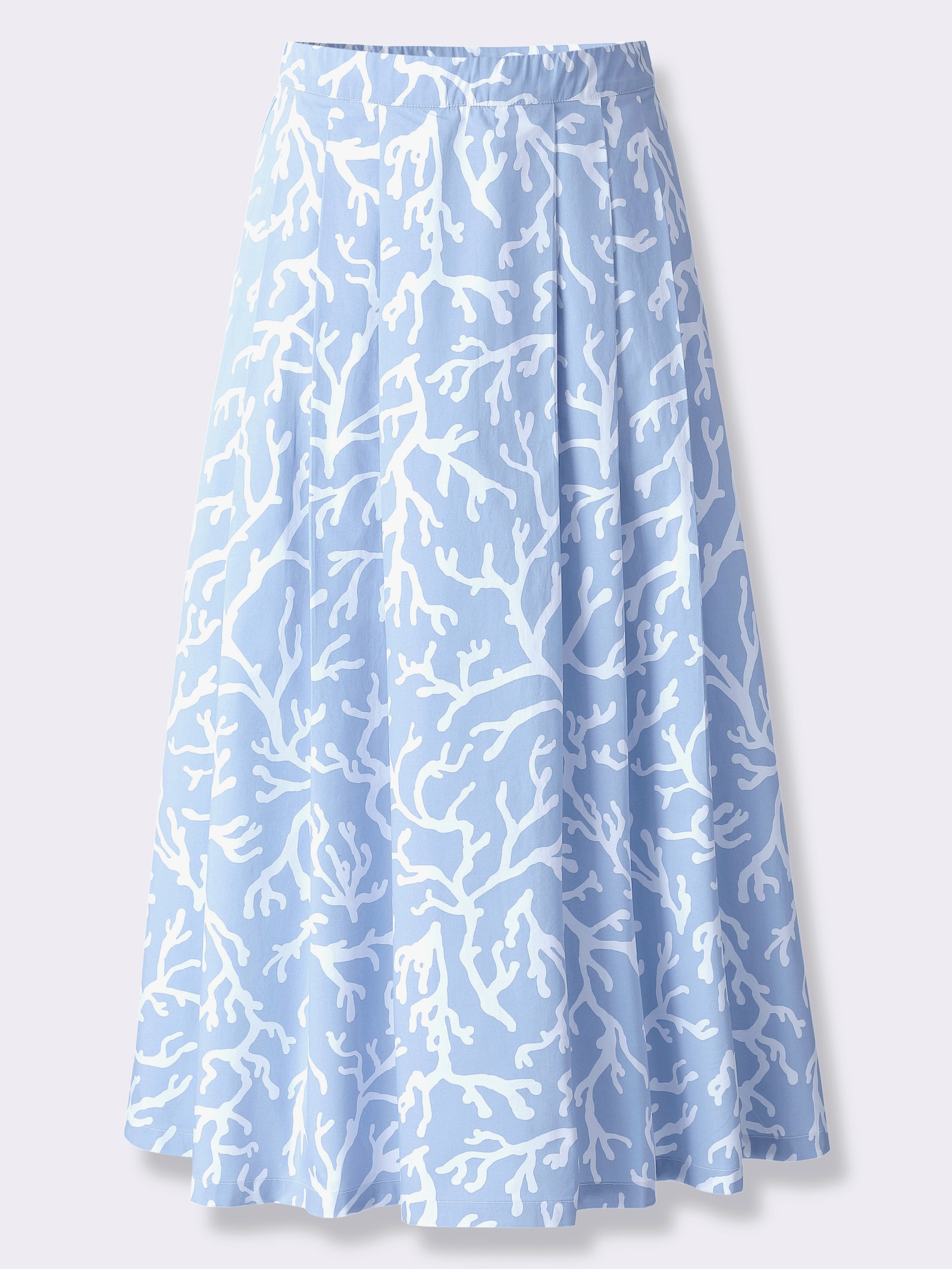 heine Faltenrock mit Druck-Dessin - bleu-weiß-bedruckt