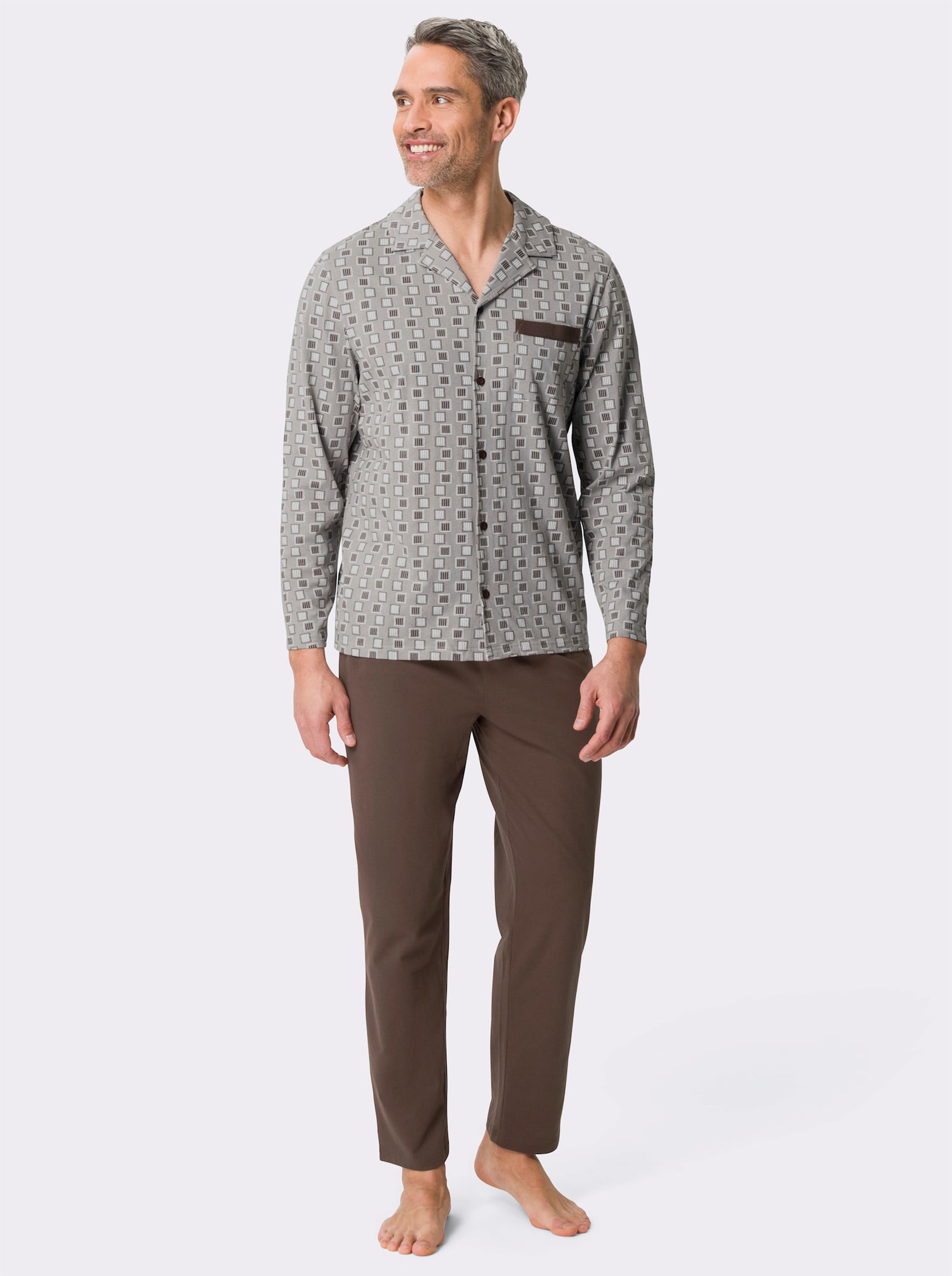 Pyžamo - sivo-čokolád. vzor
