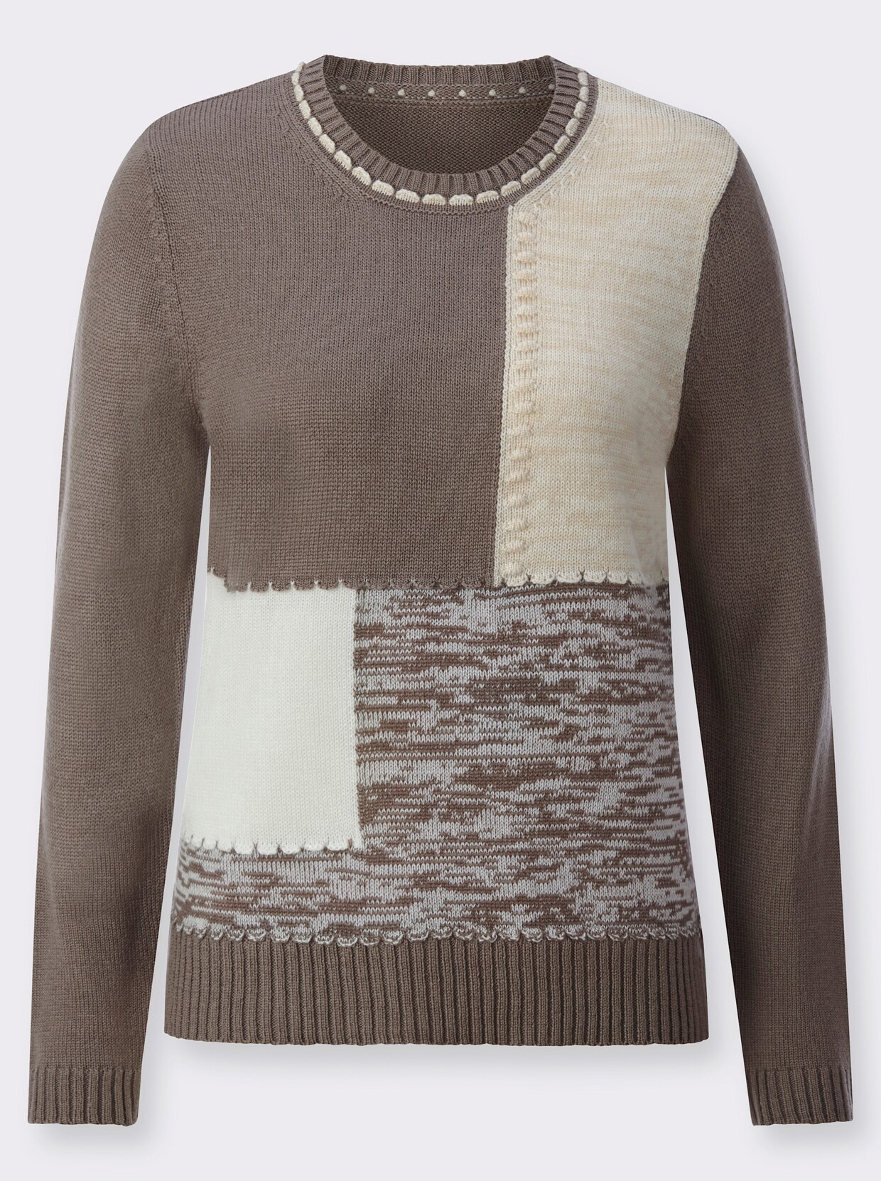 Intarsienpullover - taupe-sand-gemustert