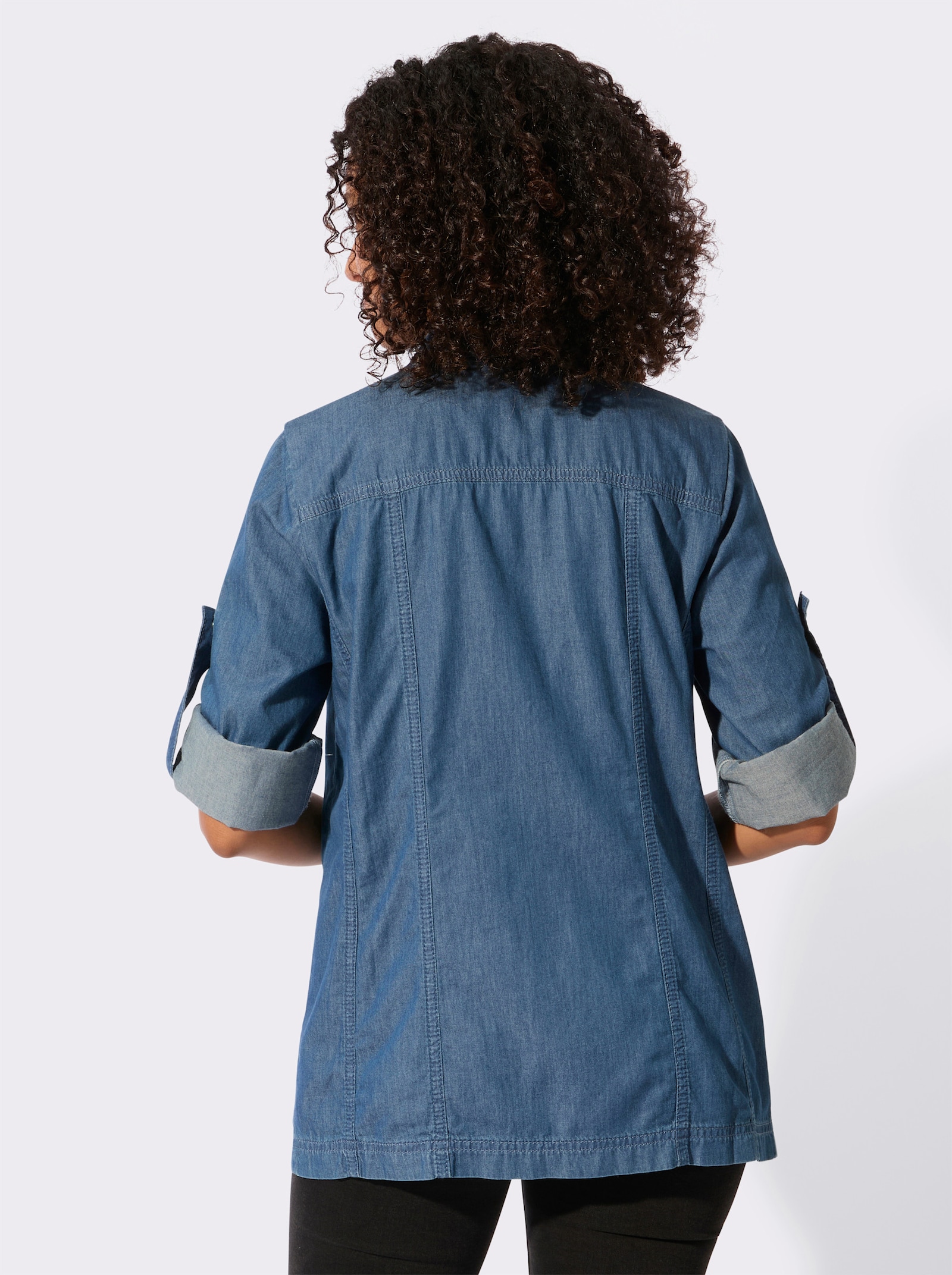 Blusenjacke mit Brust-Klappentaschen - blue-bleached