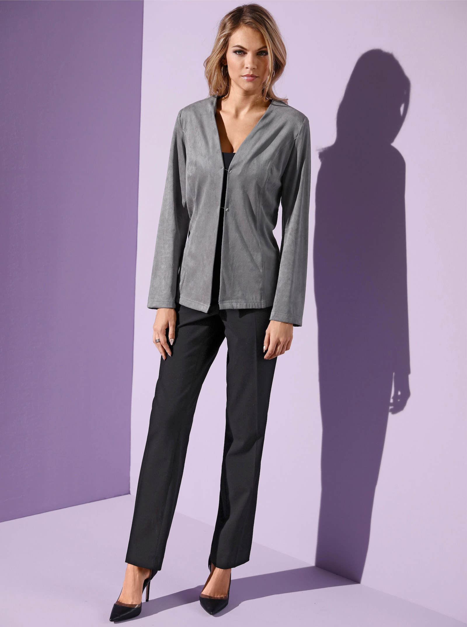 Come on Broek met persplooi in 'buik weg'-model - zwart