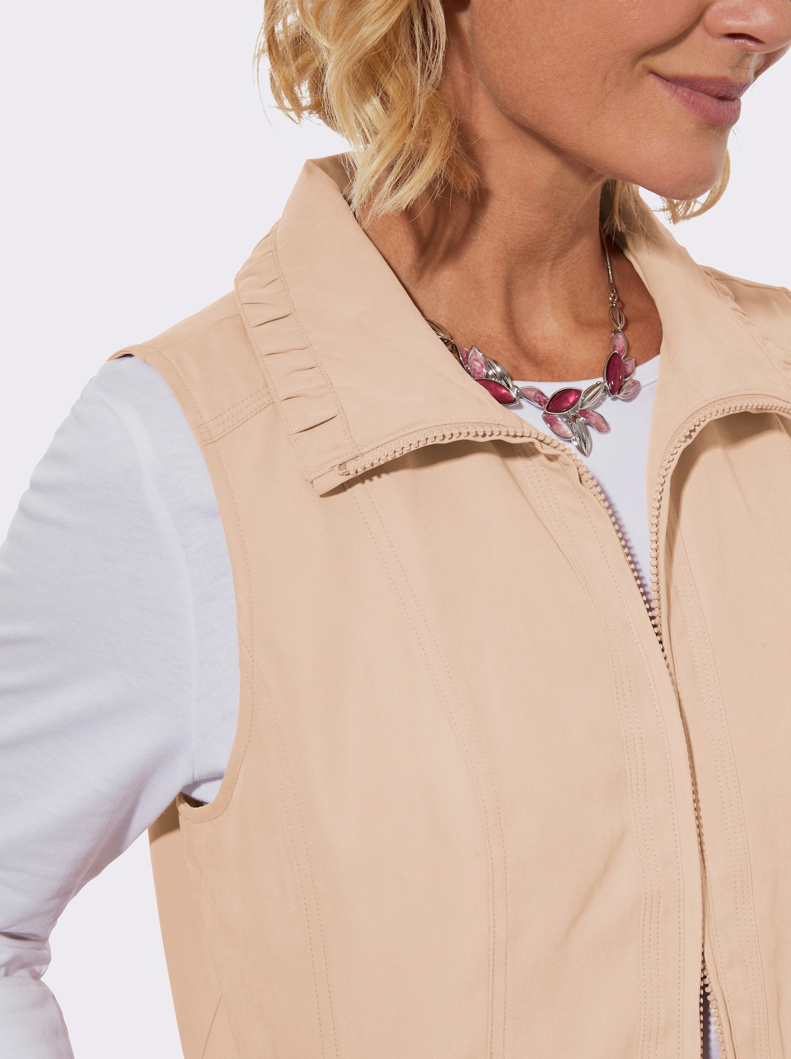 Weste mit Raffungen - sand