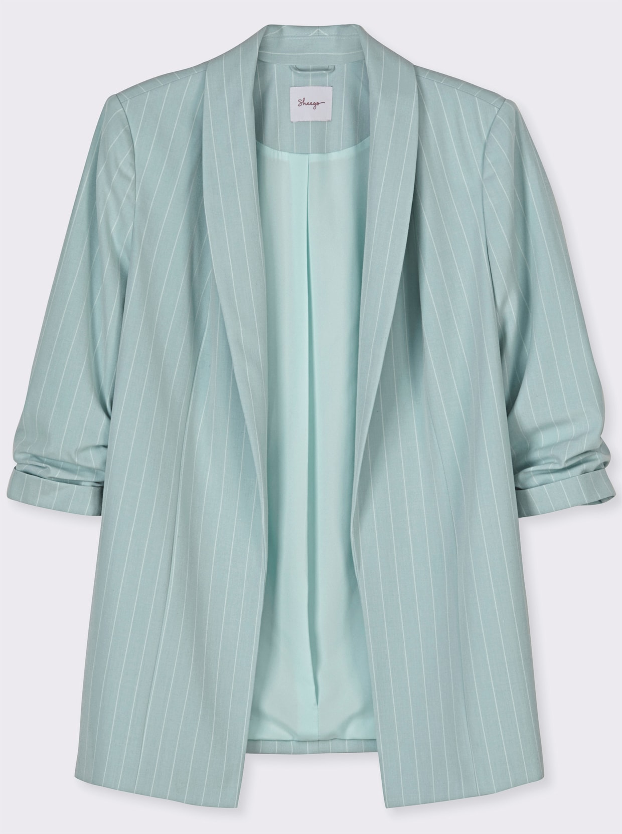 sheego Blazer mit Nadelstreifen und 3/4-Arm - kalkmint-ecru-gestreift