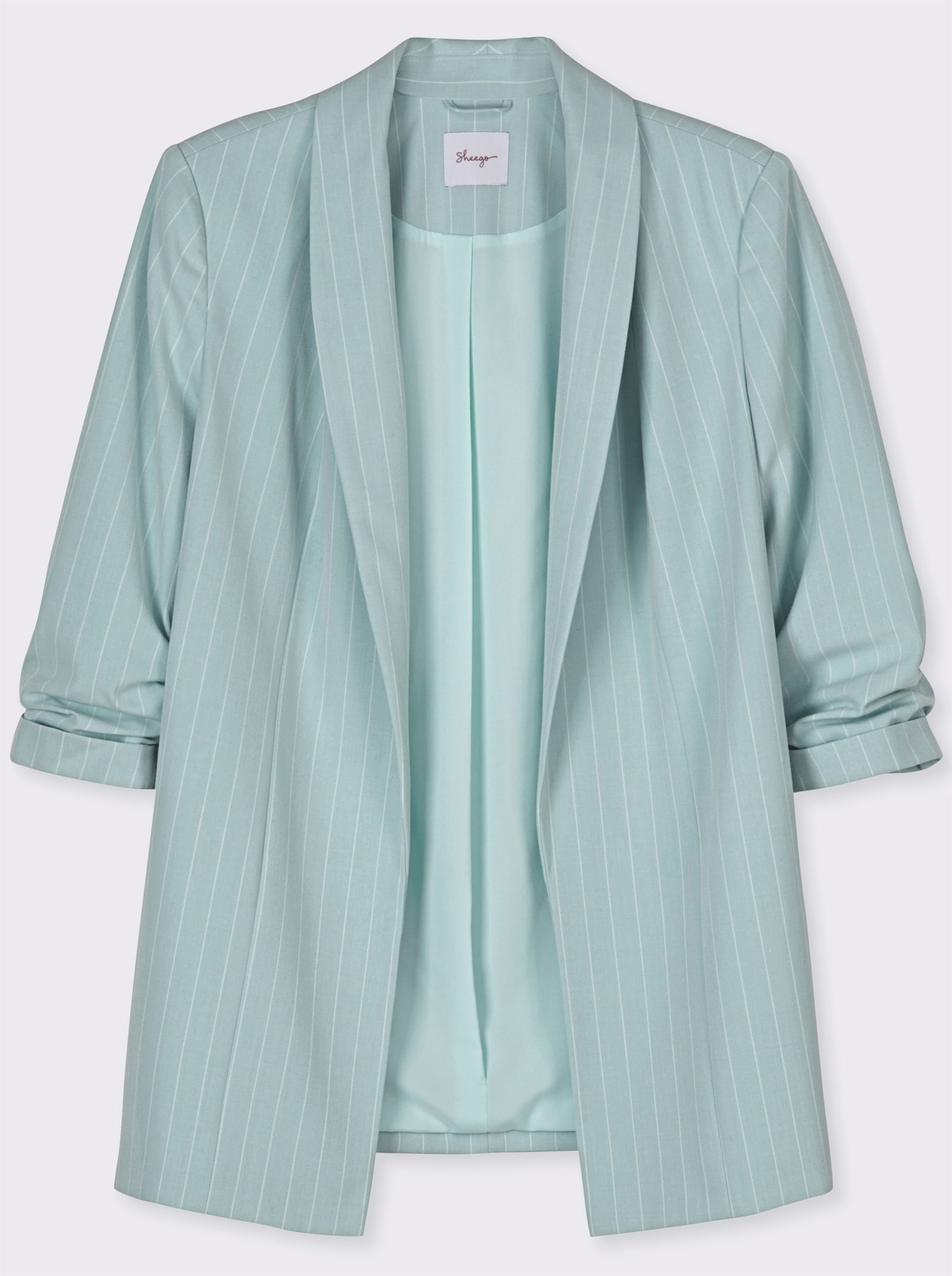 sheego Blazer mit Nadelstreifen und 3/4-Arm - kalkmint-ecru-gestreift