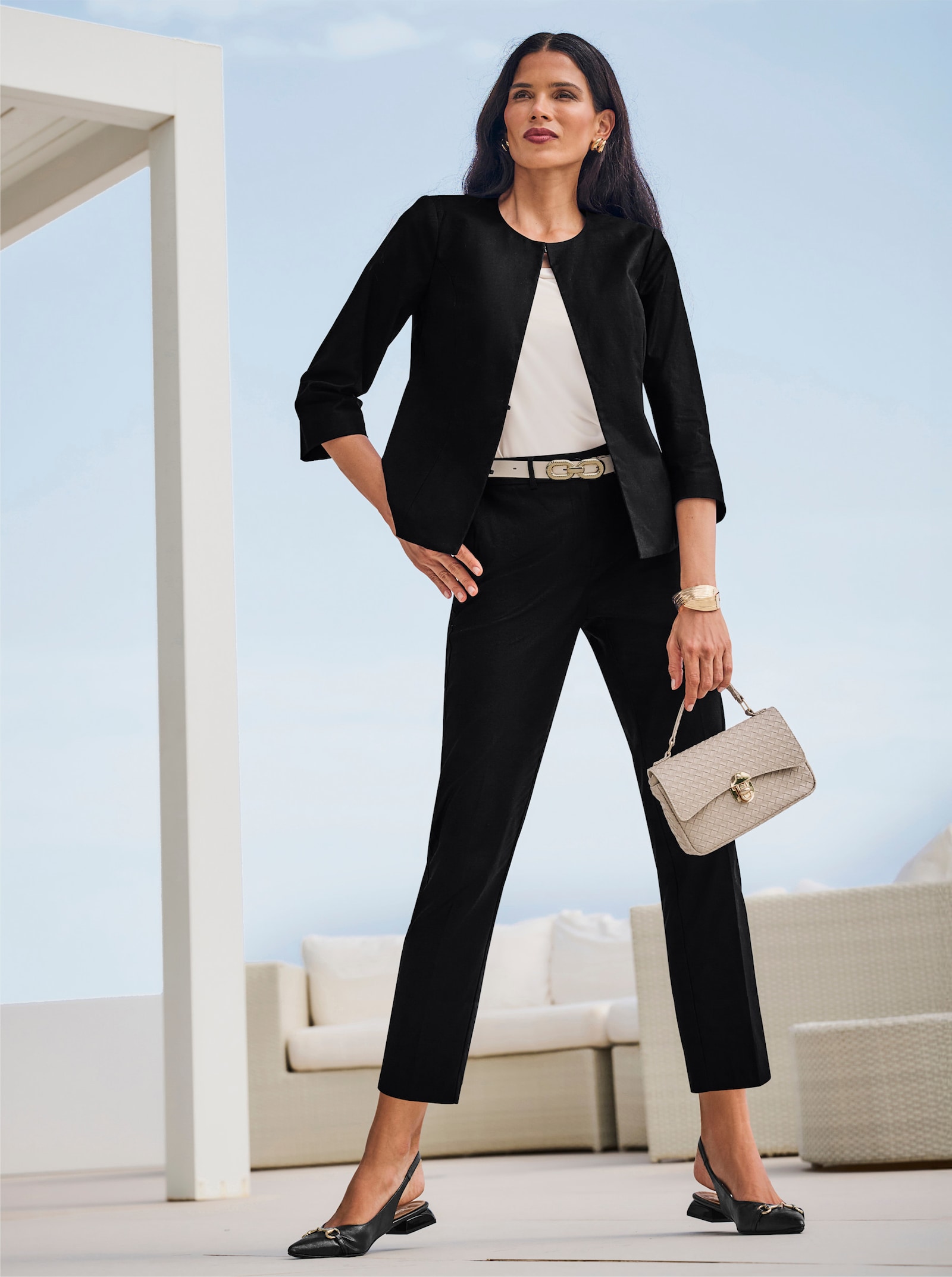 heine Hosenanzug im Baumwoll-Elathan-Mix - schwarz