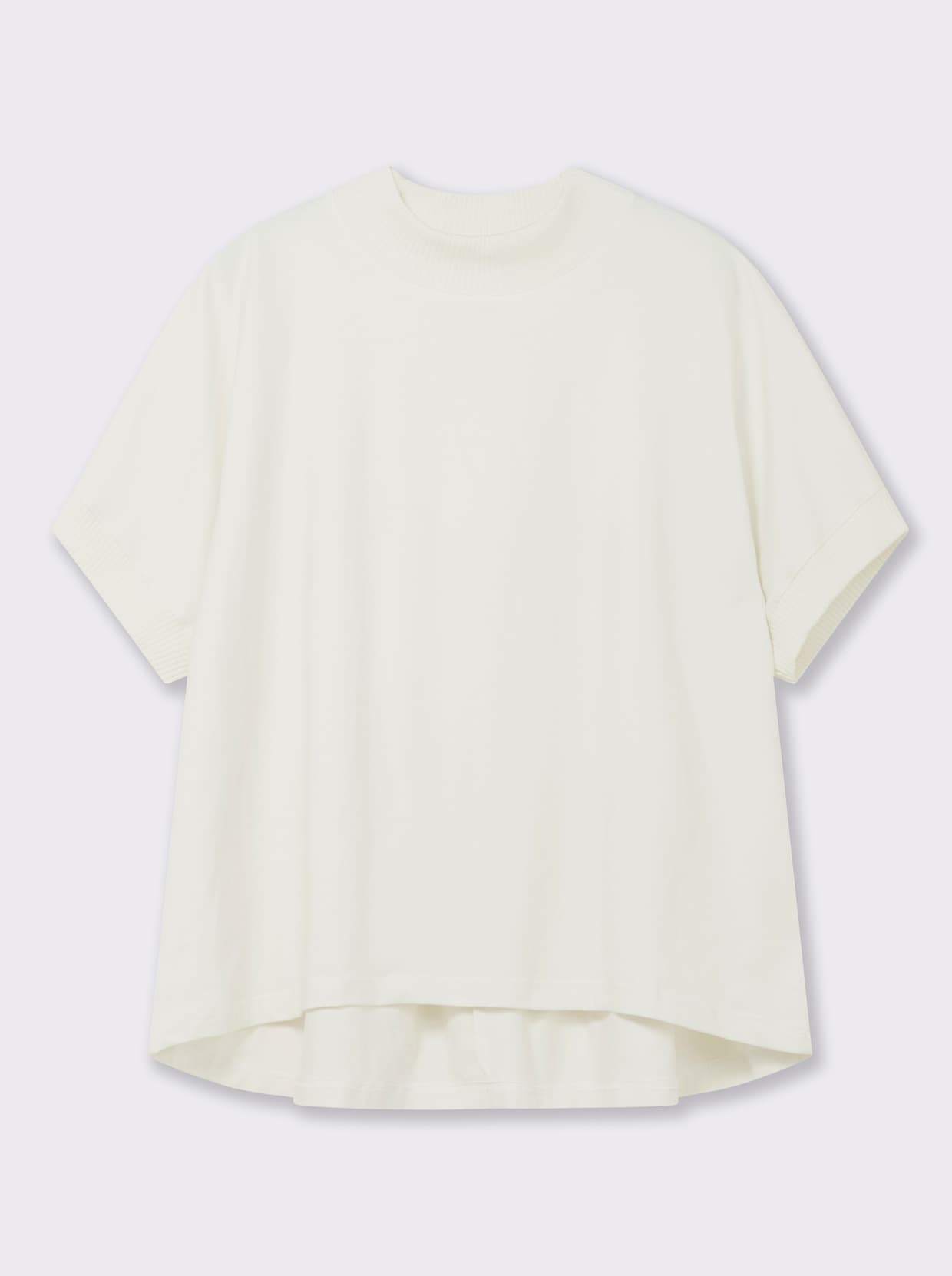 Stehkragenshirt mit Fledermaus-Ärmeln - ecru