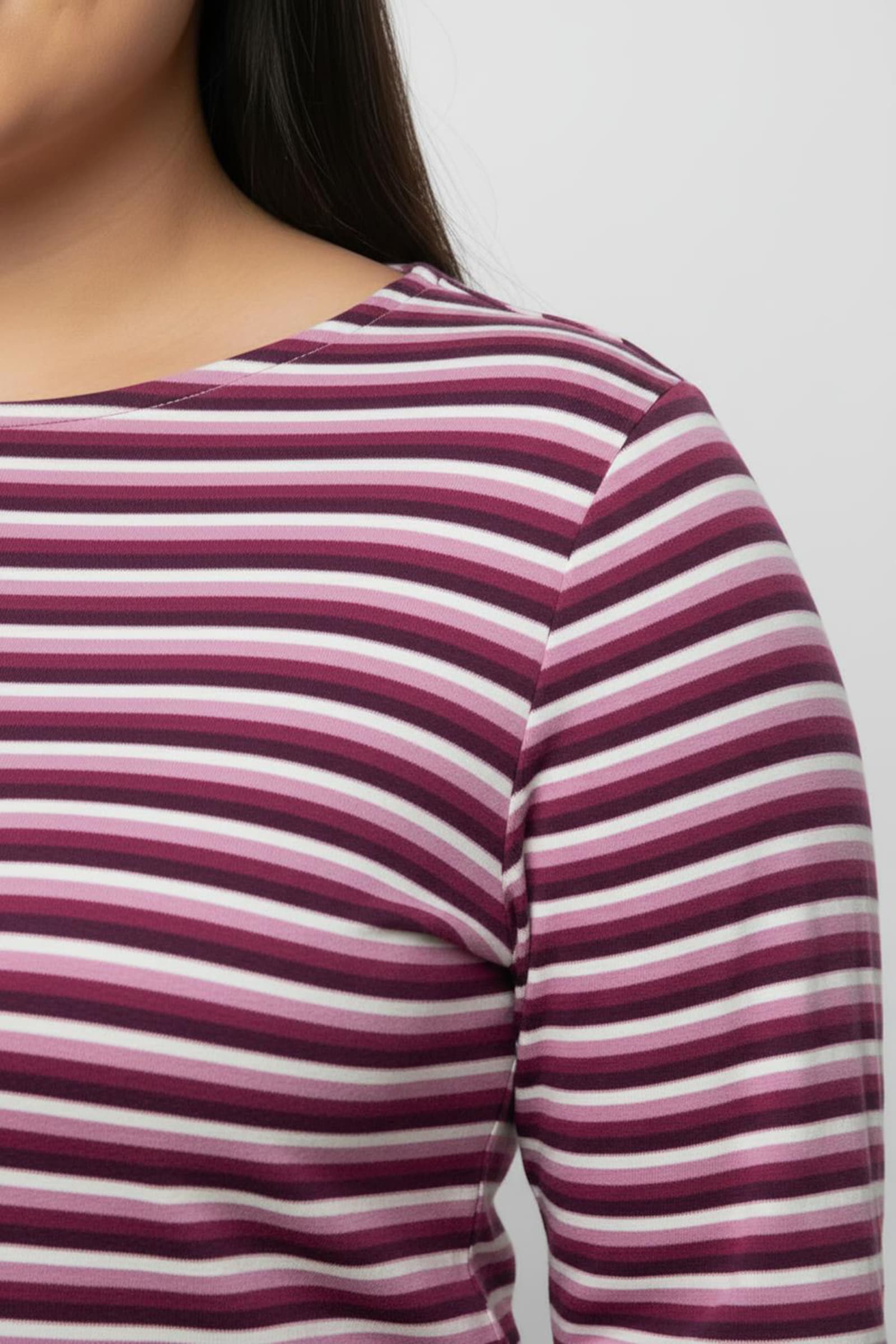 Langarmshirt im Ringel-Dessin - magenta-marine-geringelt