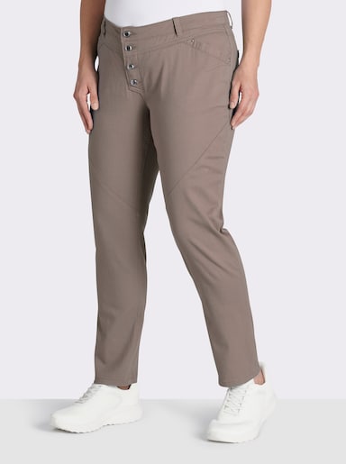 Jeans mit Knopfleiste statt Reißverschluss - taupe
