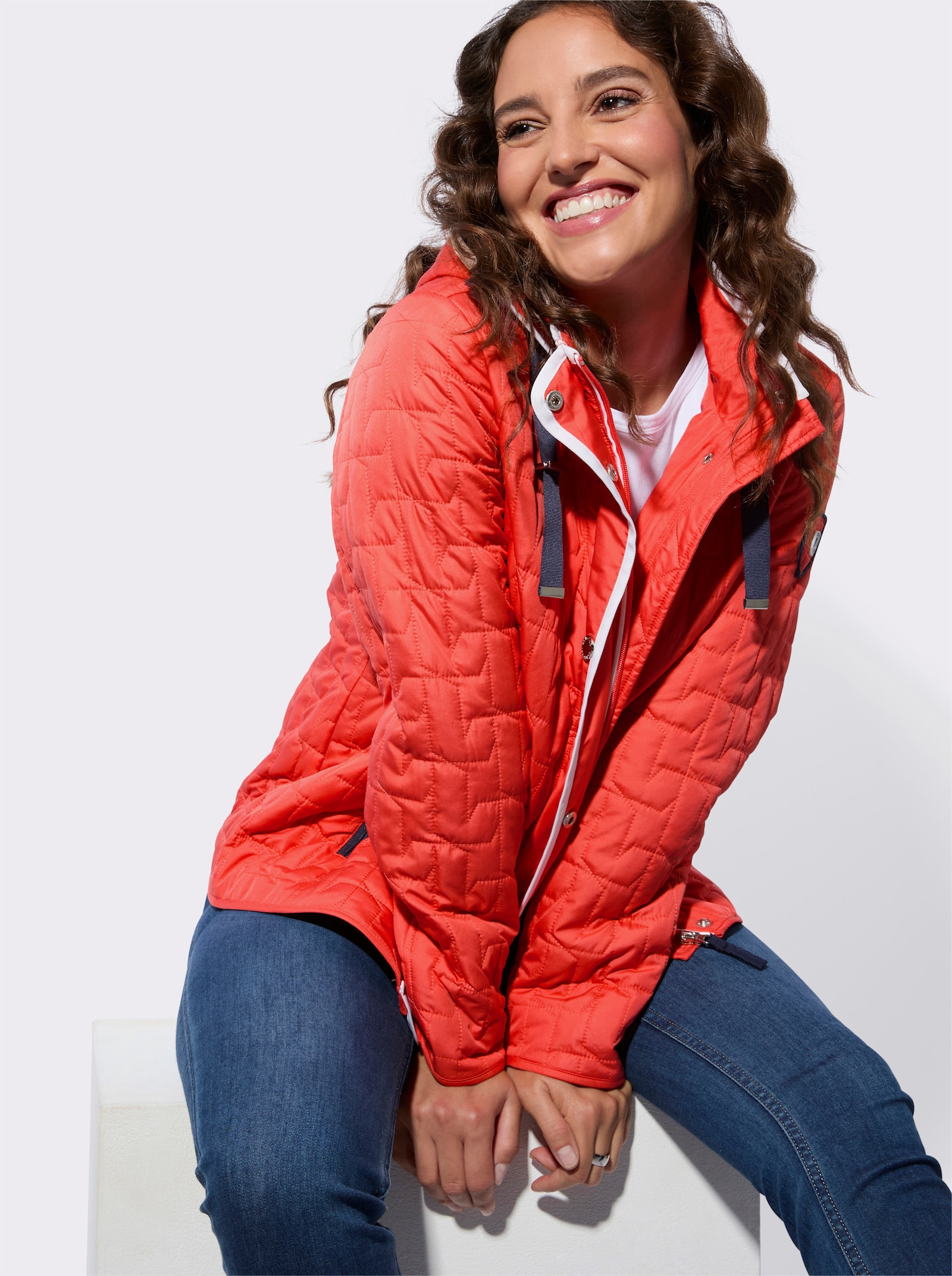 Steppjacke mit Reißverschluss-Taschen - grapefruit