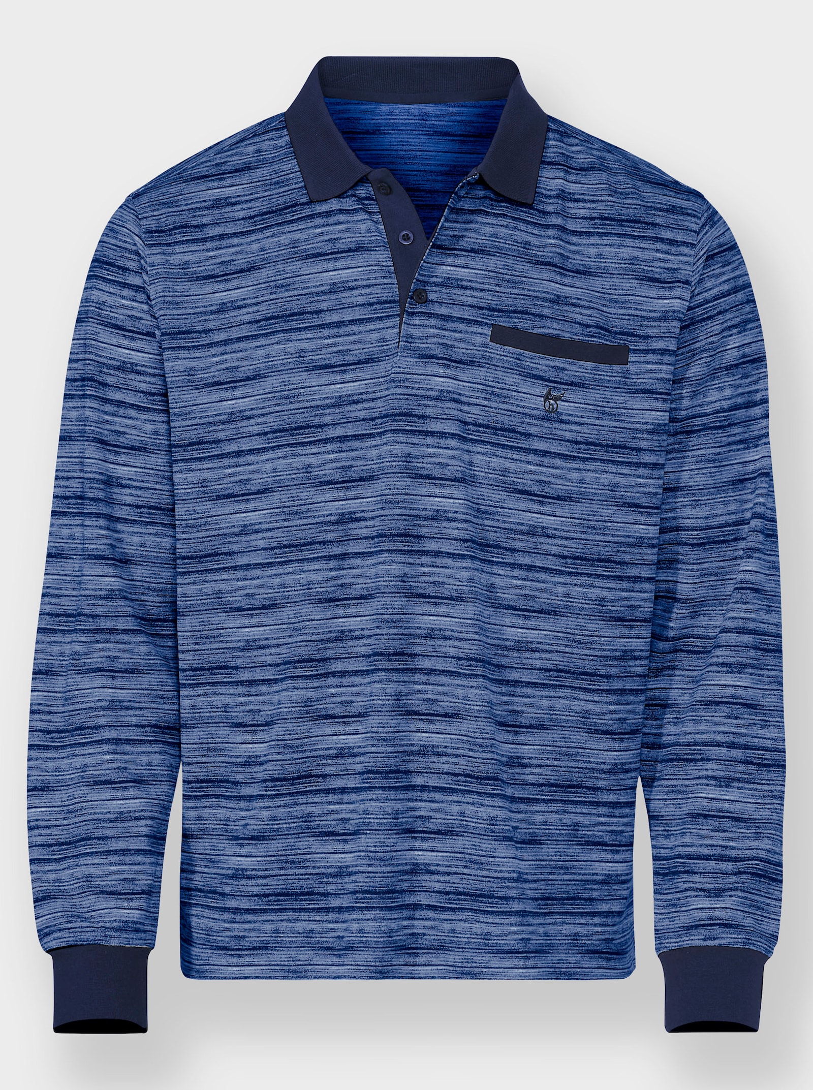 Hajo Langarm-Poloshirt , temperaturausgleichend und bügelfrei - marine-meliert