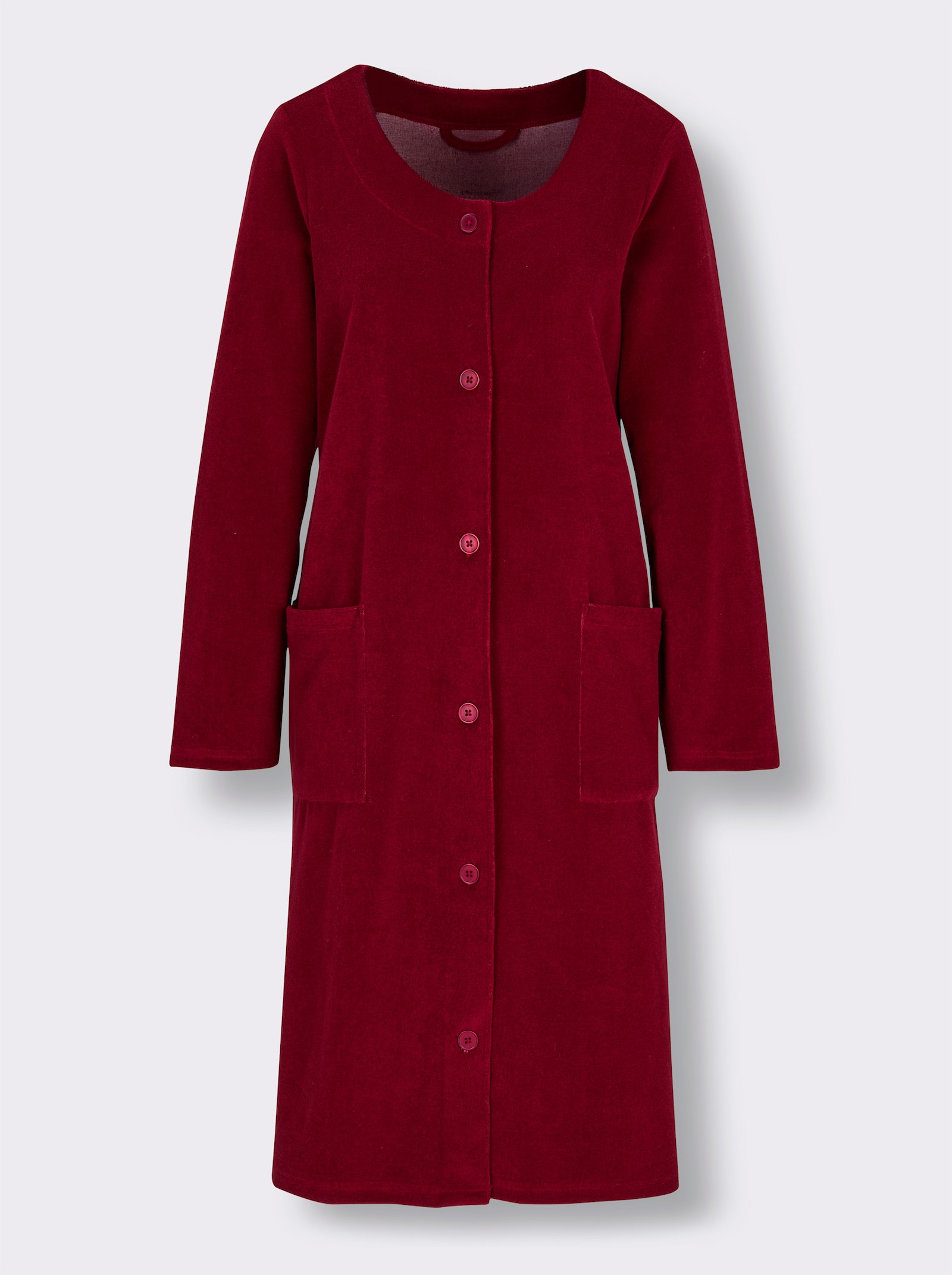 feel good Bademantel zum Knöpfen - dunkelrot