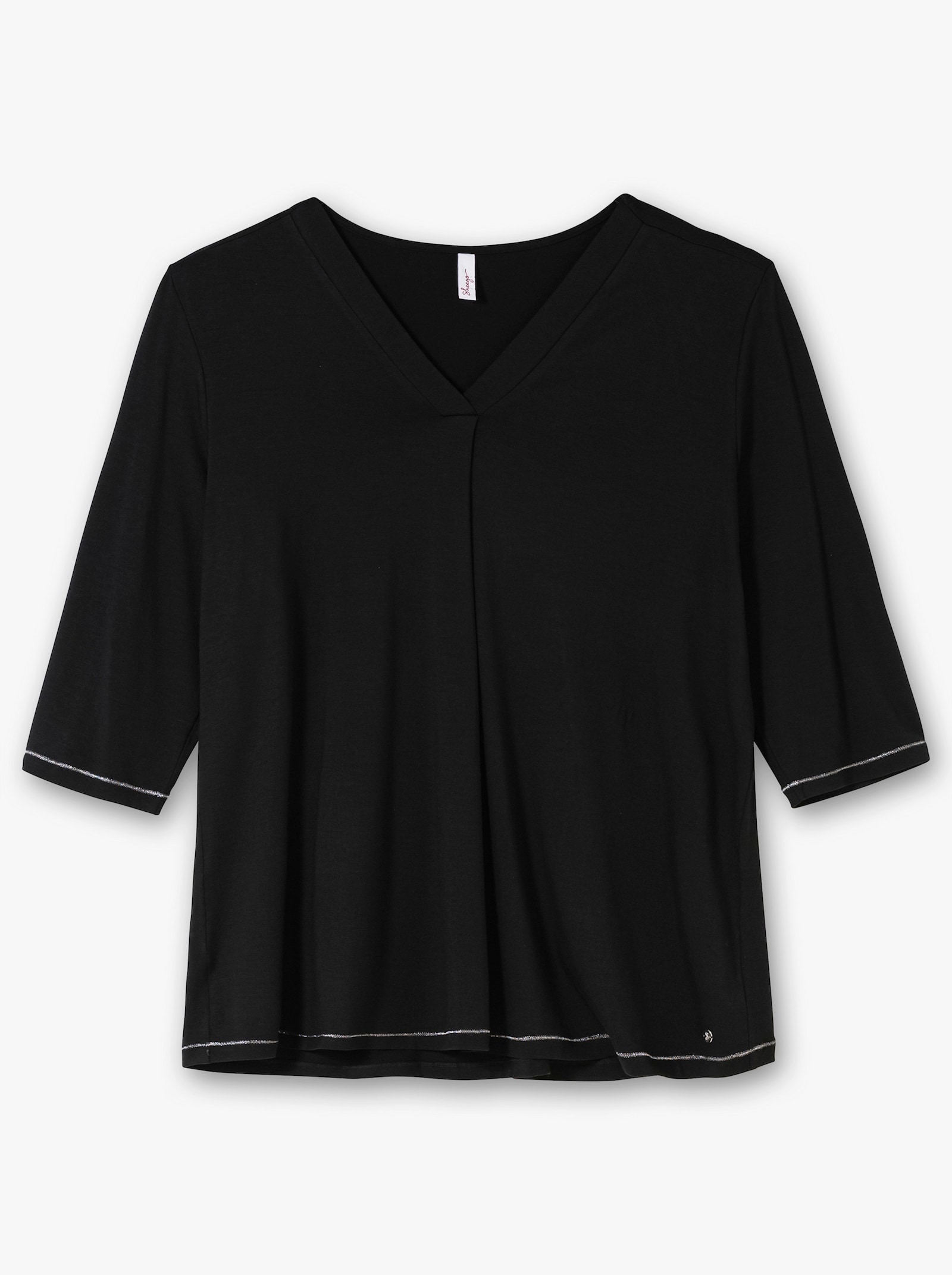sheego 3/4-Arm-Shirt in leichter A-Linie - schwarz