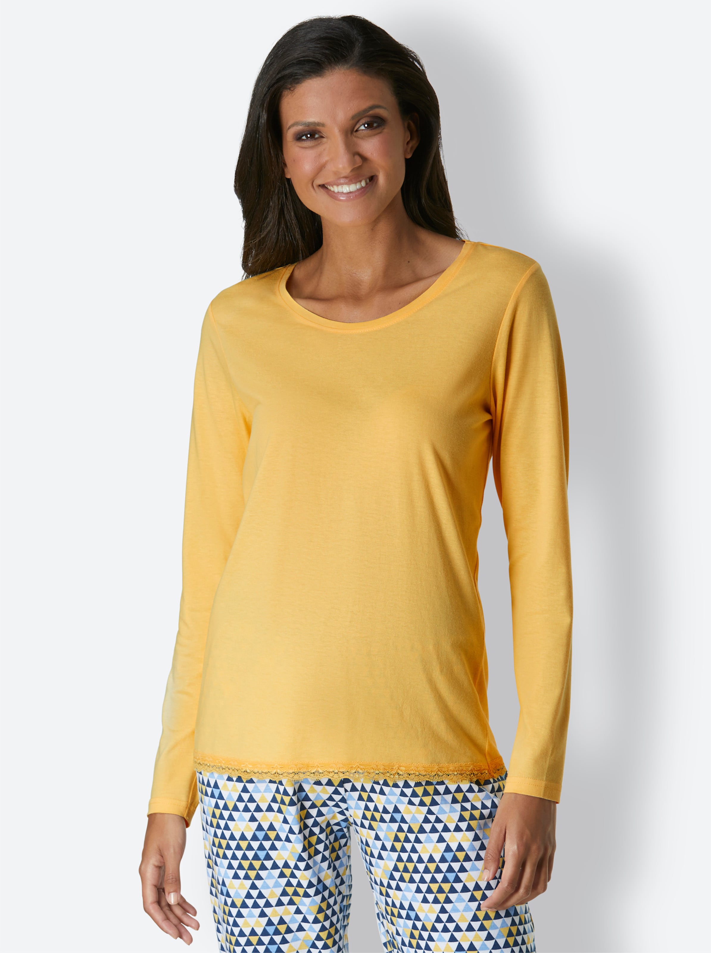 Witt Damen Schlafanzug-Shirt, gelb