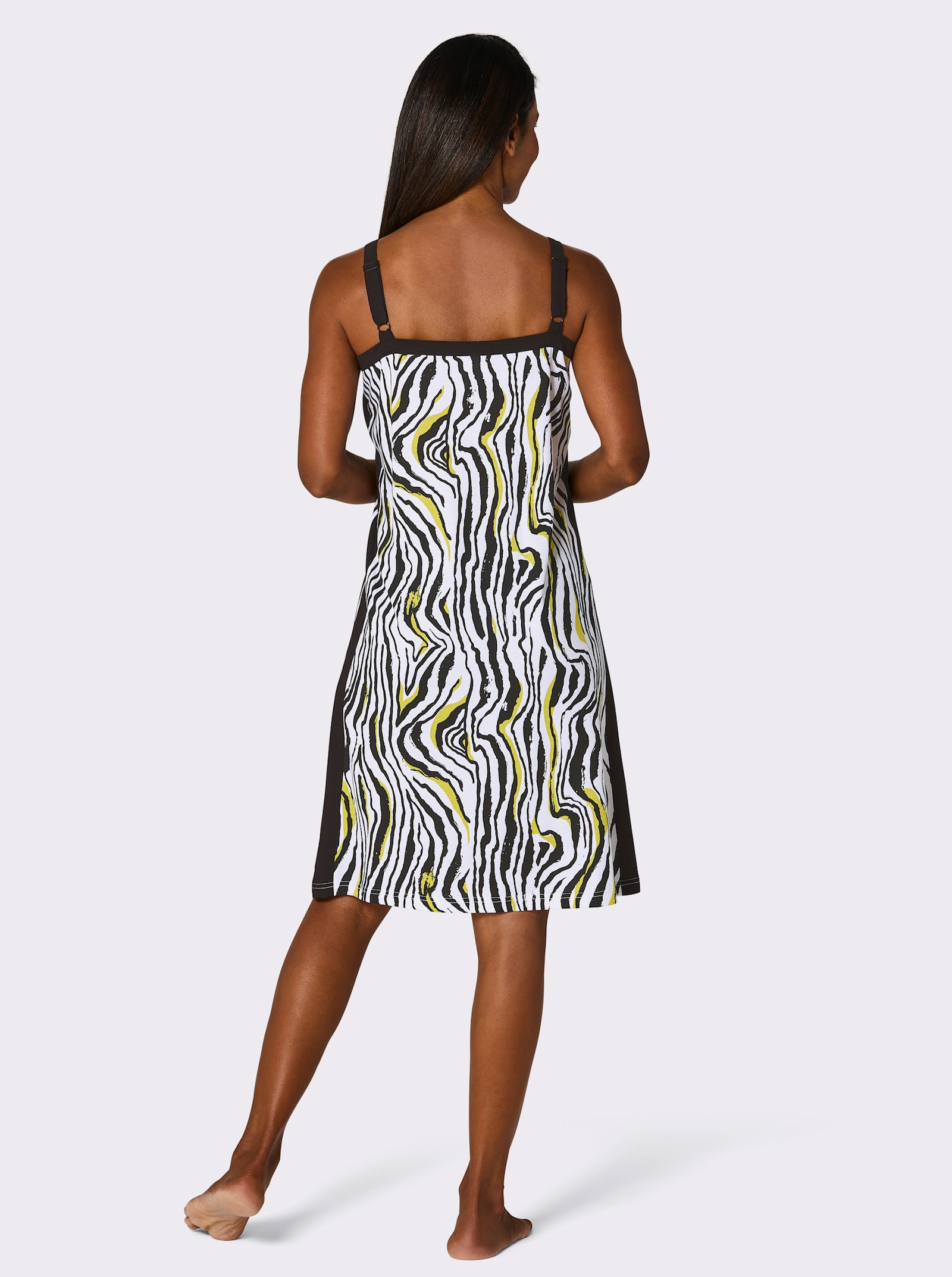 wäschepur Nachthemd - schwarz-limone-bedruckt