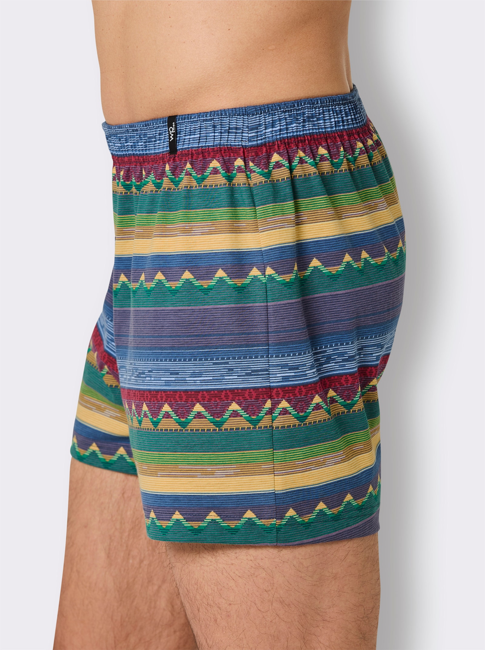 wäschepur men Boxershorts - jeansblau-bedruckt + dunkelblau + kirsche