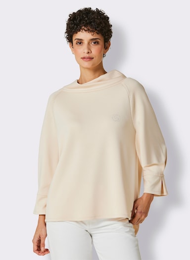 CREATION L PREMIUM Sweatshirt mit Glitzersteinchen - elfenbein