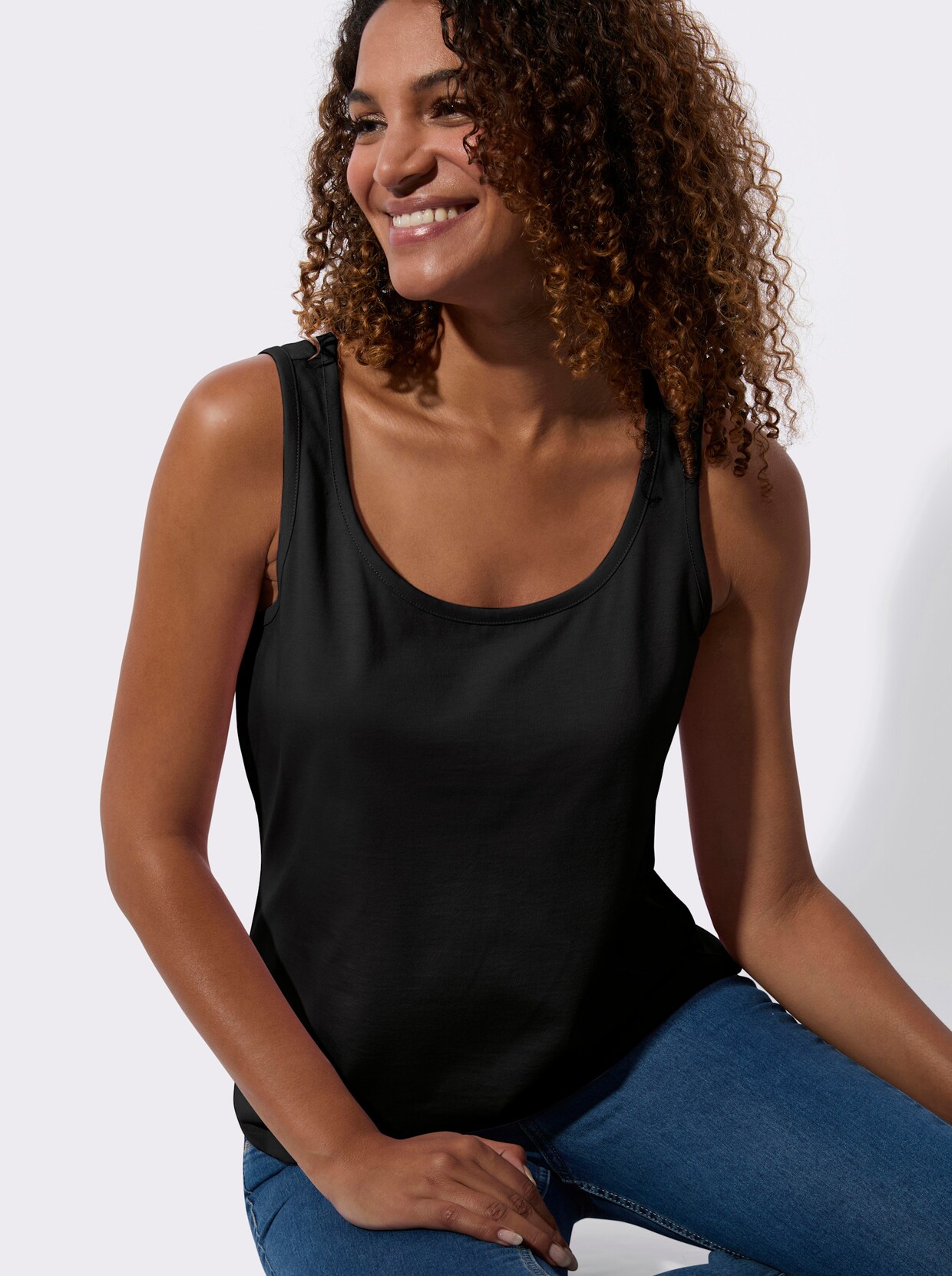 Shirttop - schwarz + ecru